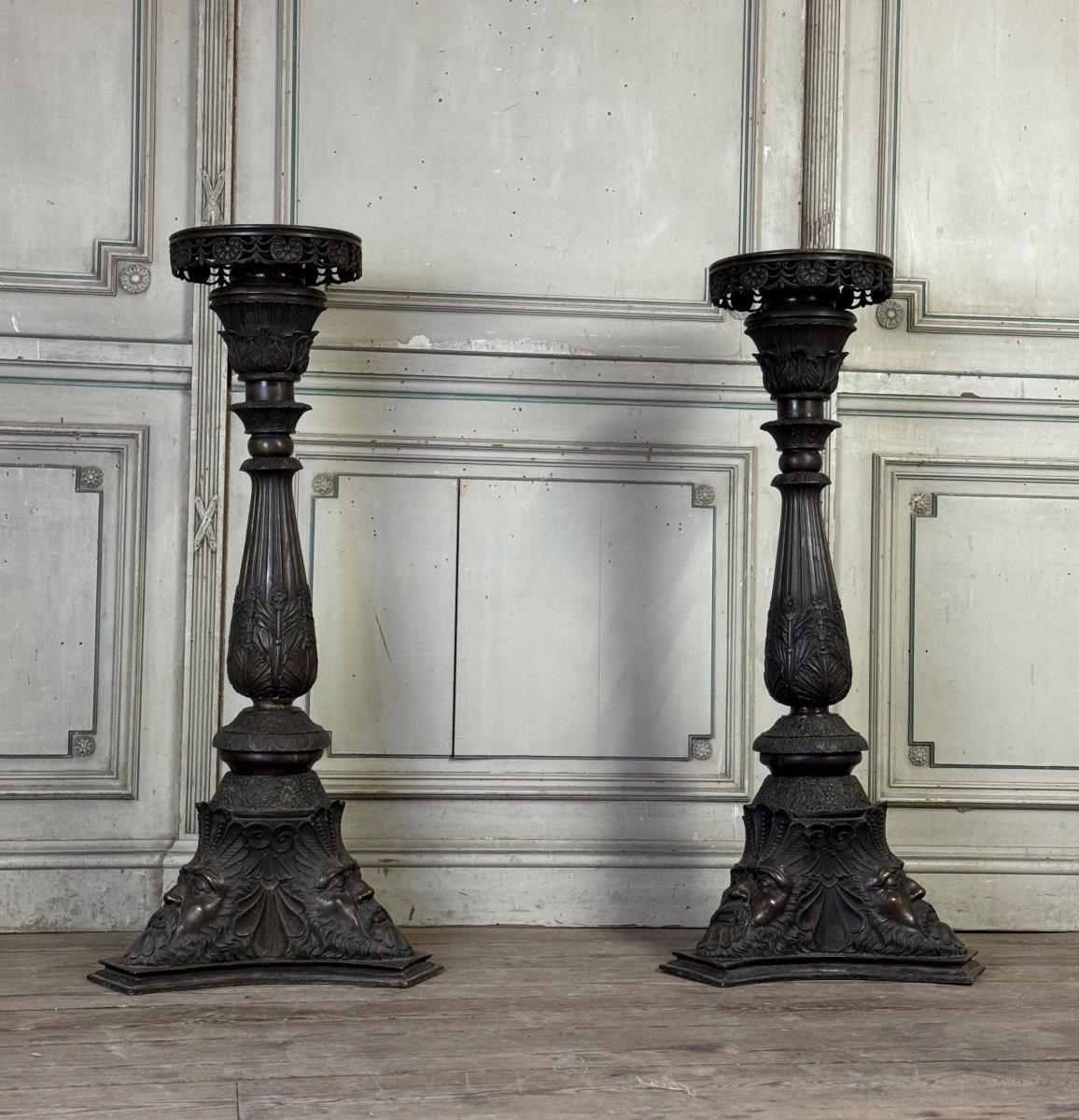Coppia di piedistalli in bronzo, Italia, XIX secolo in vendita 6