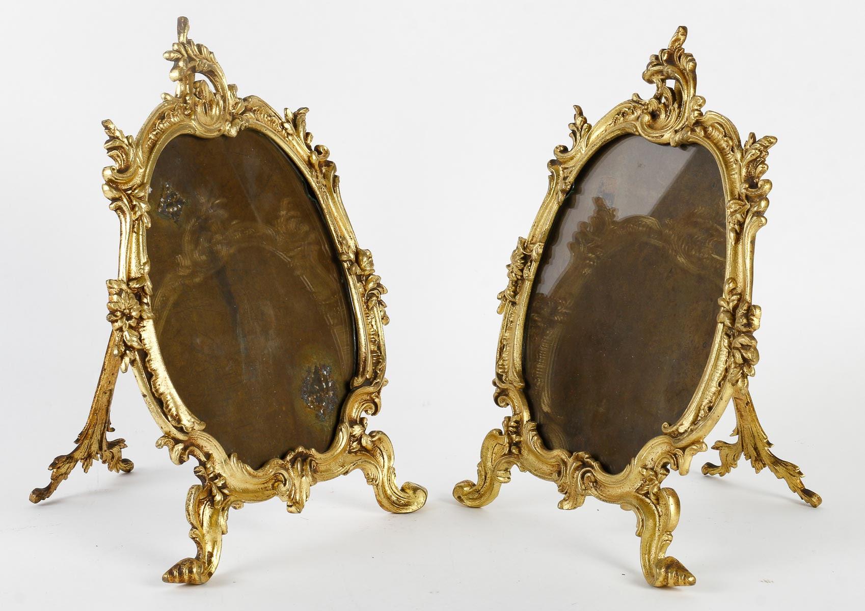 Paar Fotorahmen aus Bronze, Napoleon III.-Periode. im Zustand „Gut“ im Angebot in Saint-Ouen, FR
