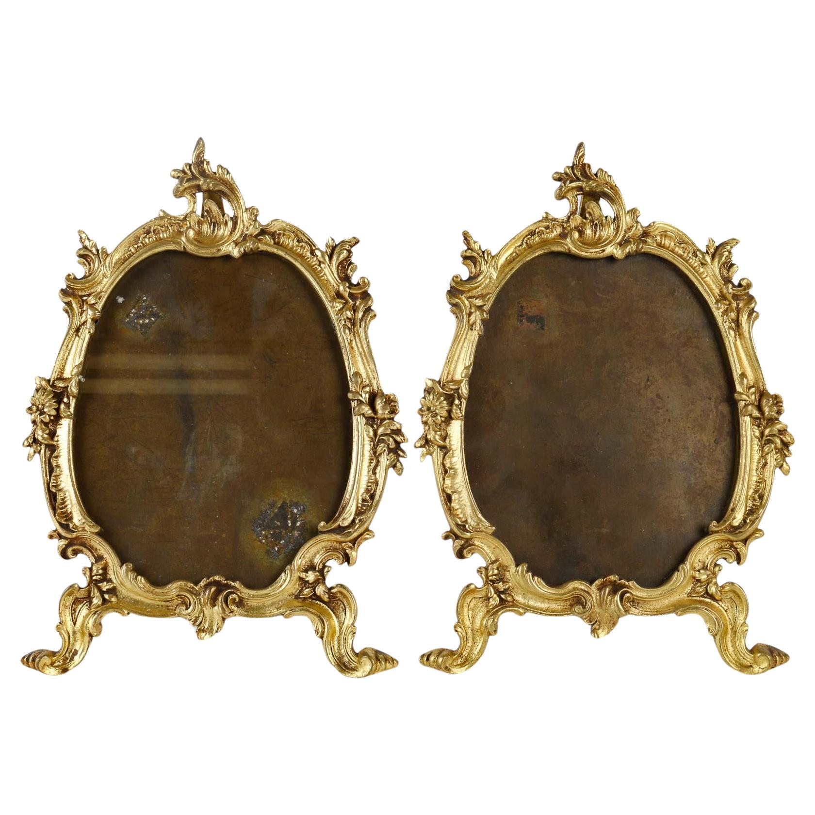 Pair of Bronze Photo Frames, Napoleon III Period. For Sale