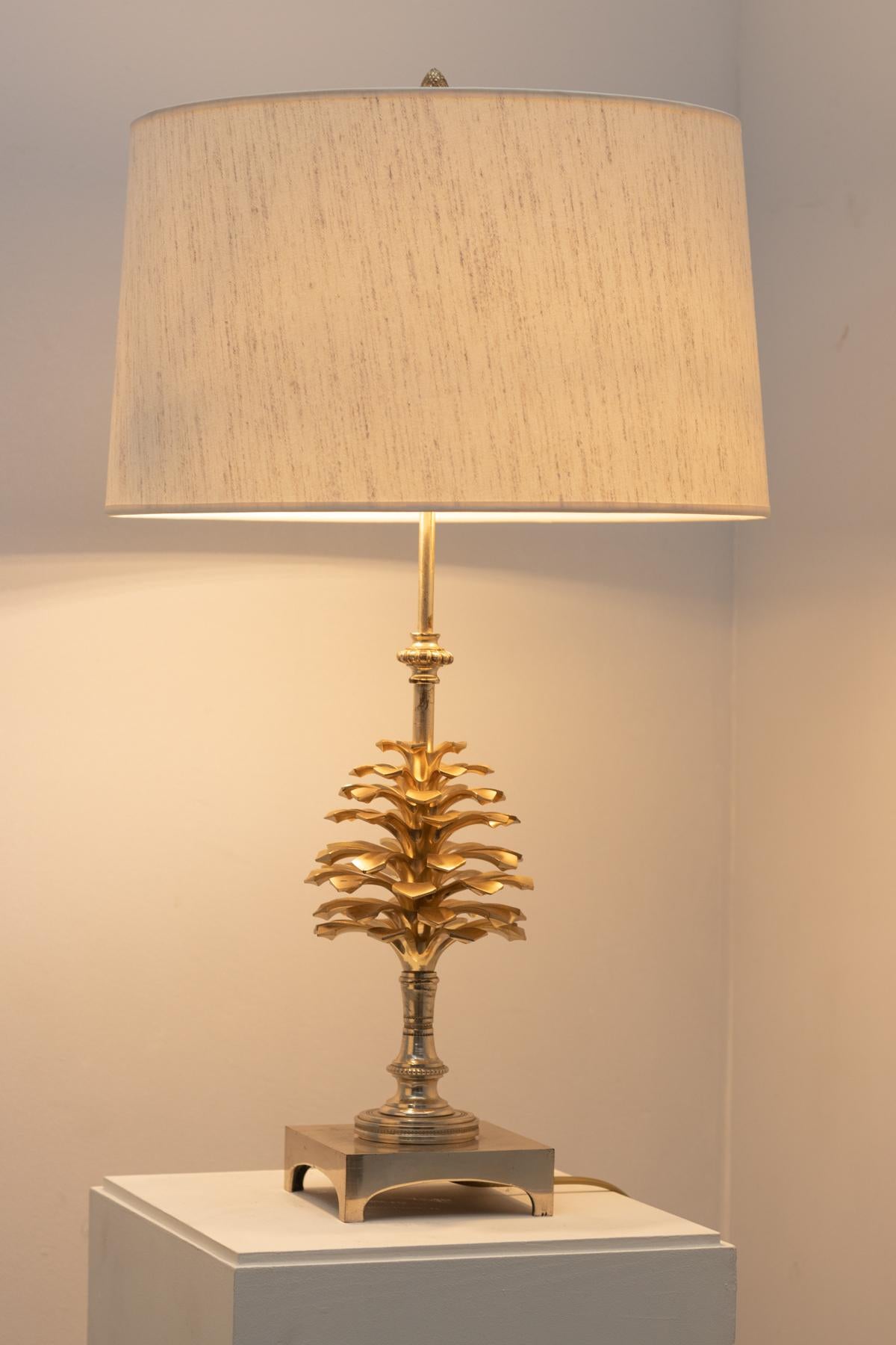 French Pair of bronze pine cone table lamps, France 1960' For Sale
