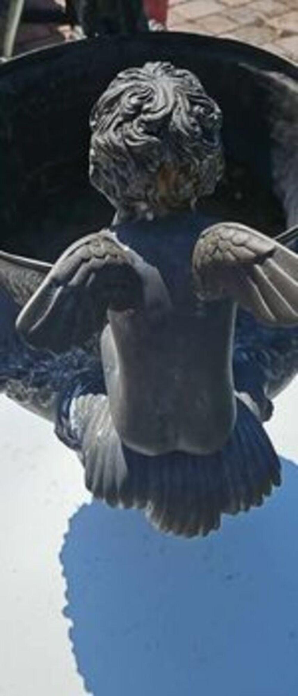 Pair of Bronze Planters with Cherubs and Lion Faces with Rings 4