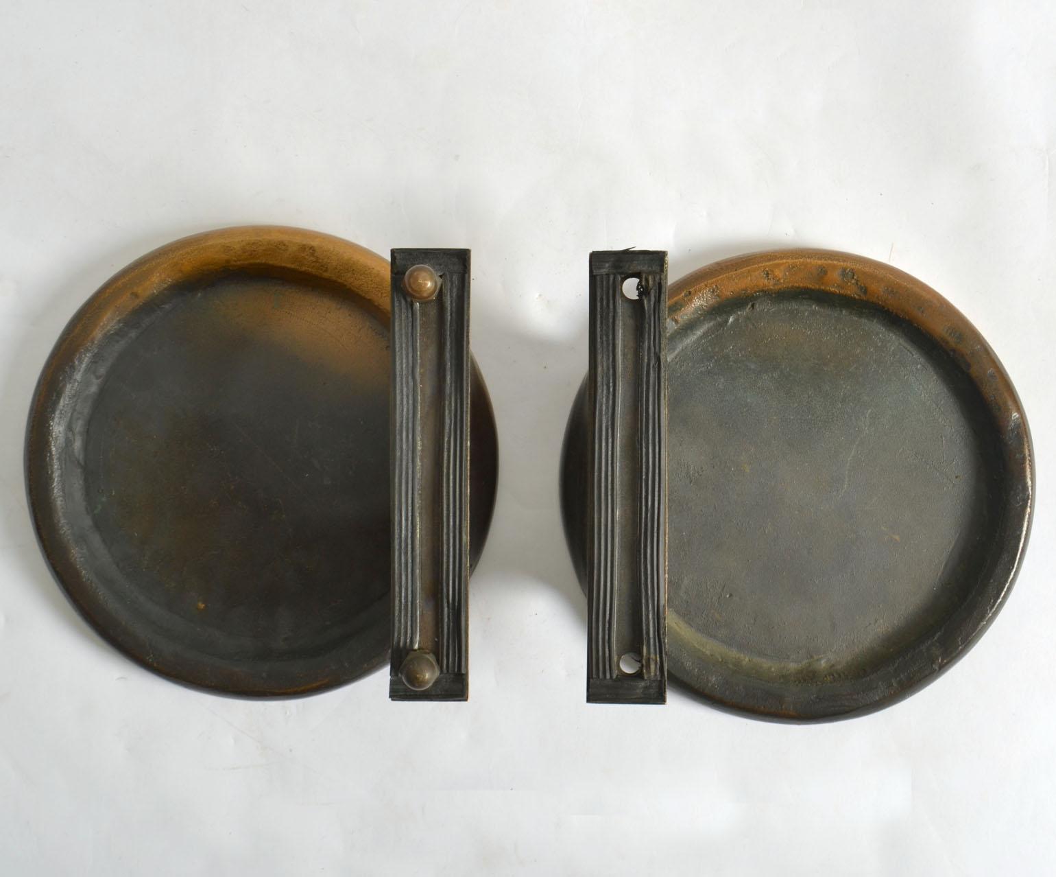 Architectural Pair of Bronze Push and Pull Door Handles as Clocks 6