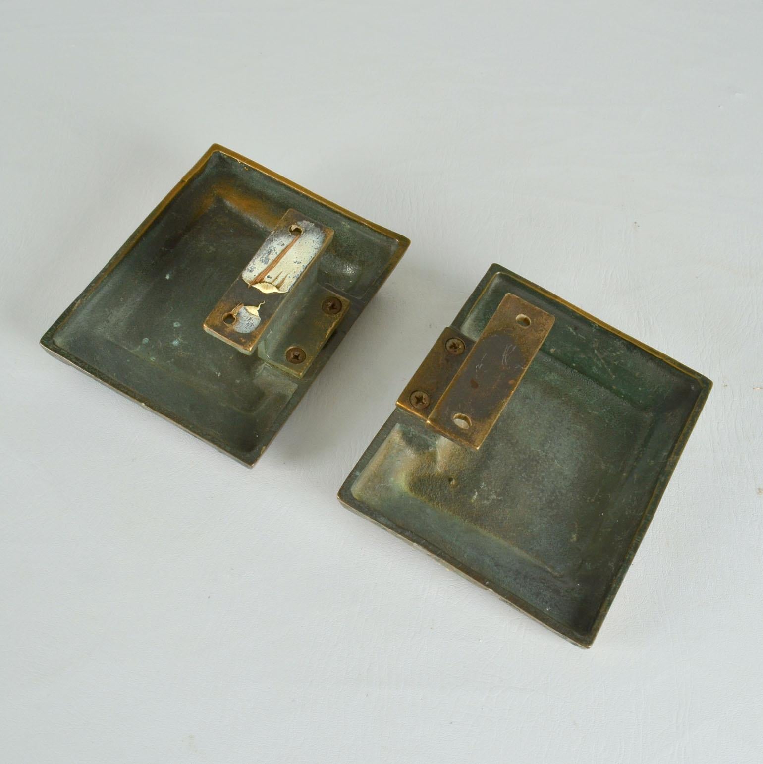 Pair of Bronze Push Pull Door Handles with Relief 6