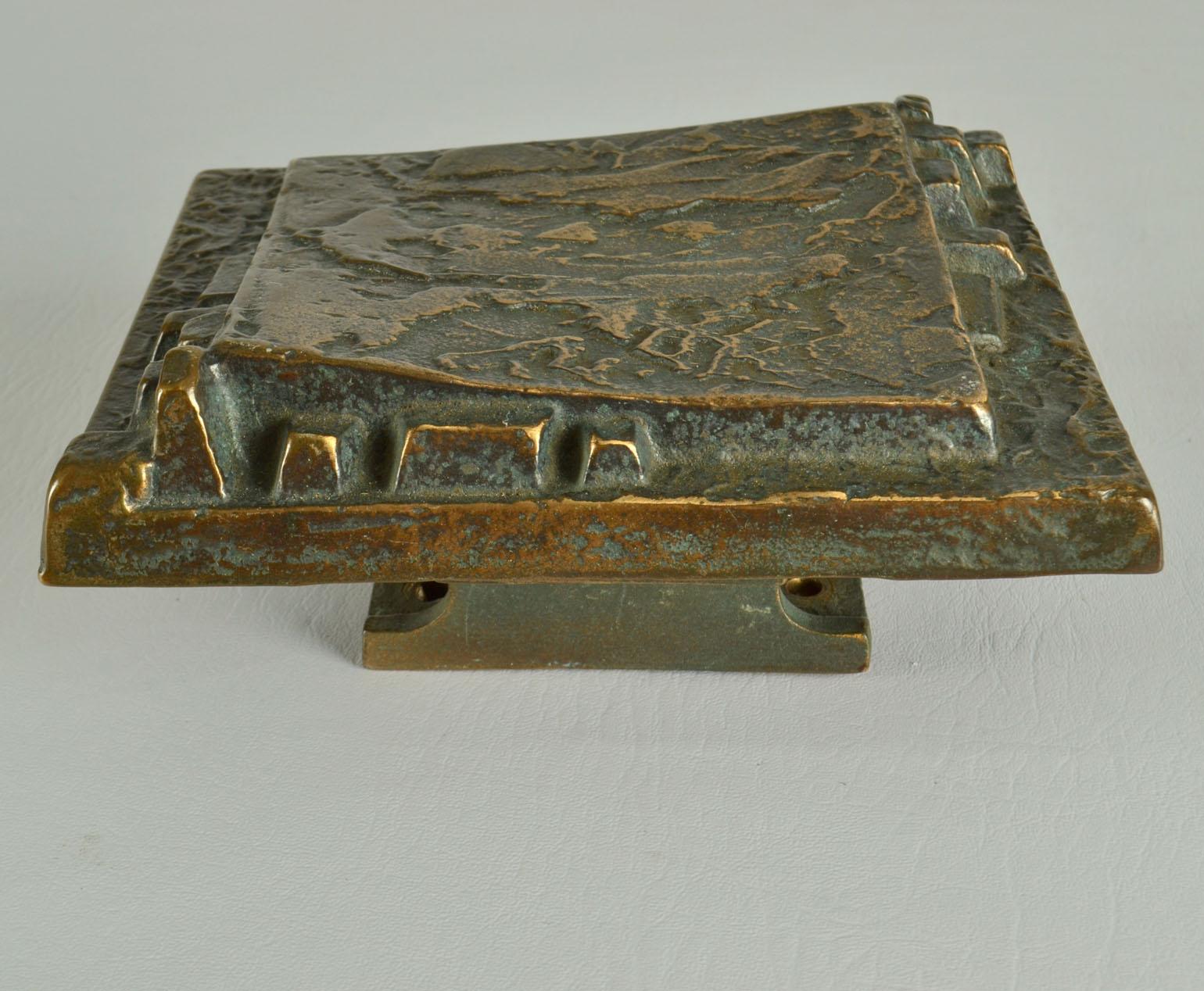 European Pair of Bronze Push Pull Door Handles with Relief