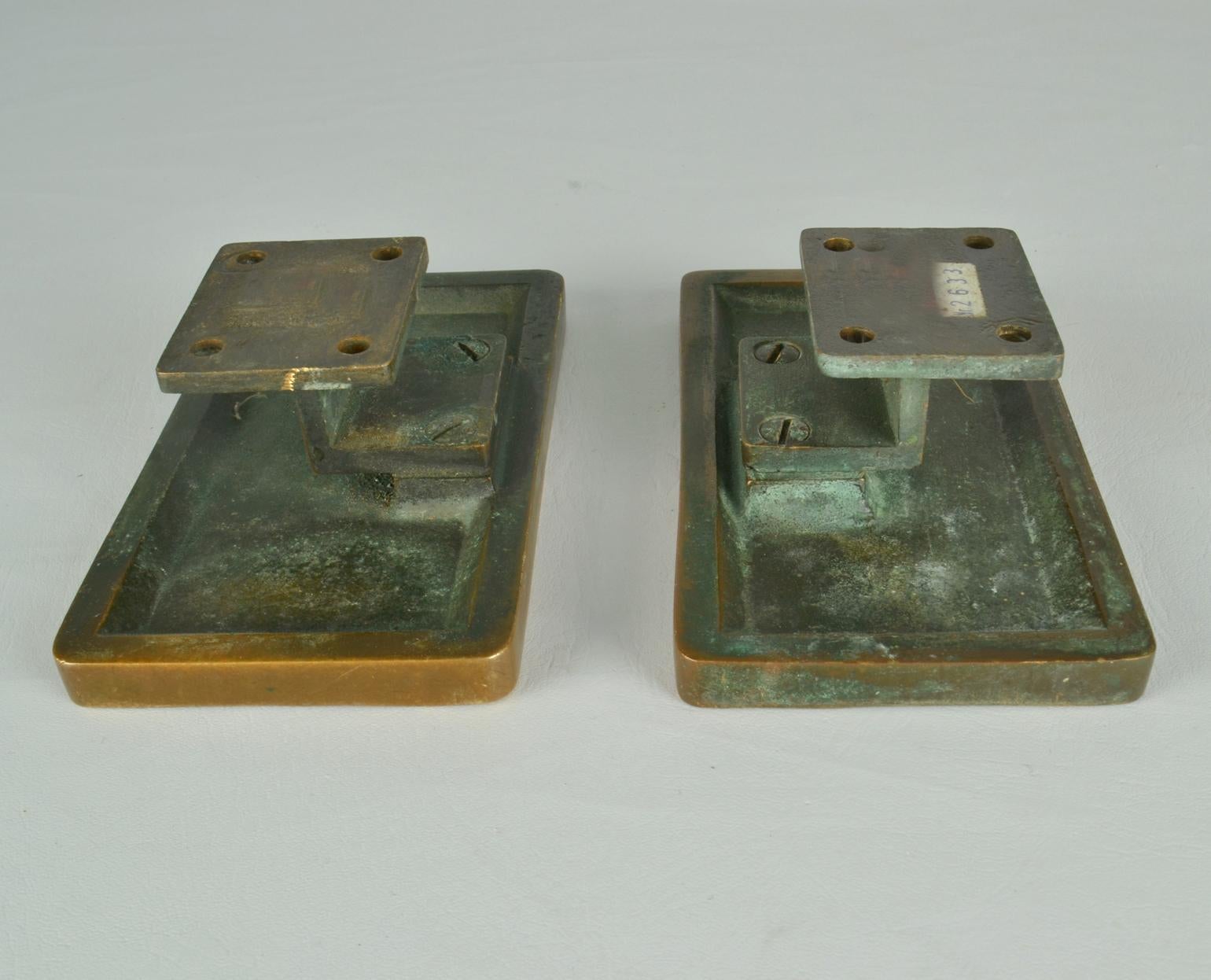 Pair of Bronze Push Pull Door Handles with Organic Wave Relief 4