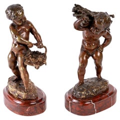 Pair of Bronze Putti