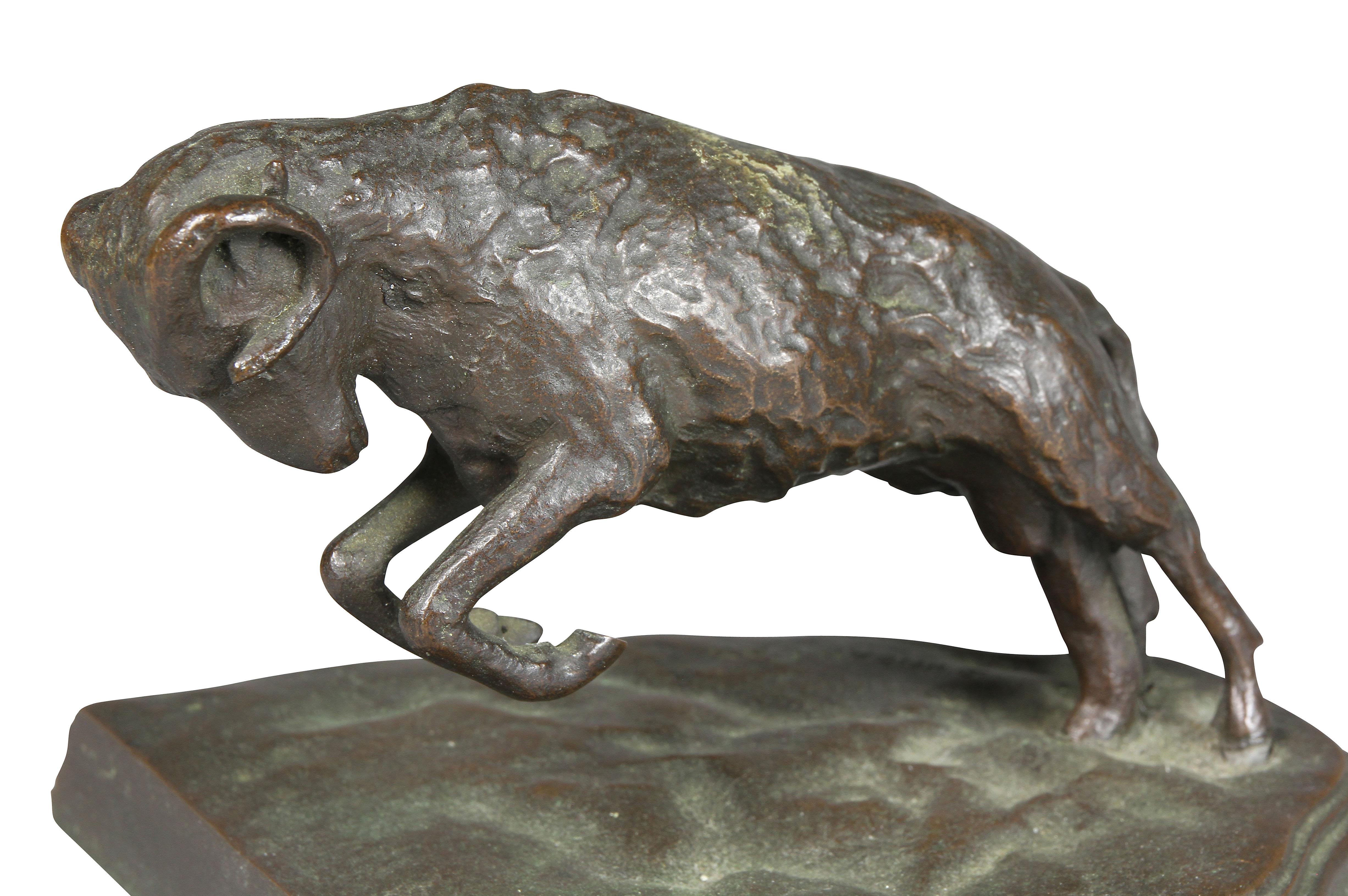 Pair of Bronze Ram Form Bookends In Good Condition In Essex, MA