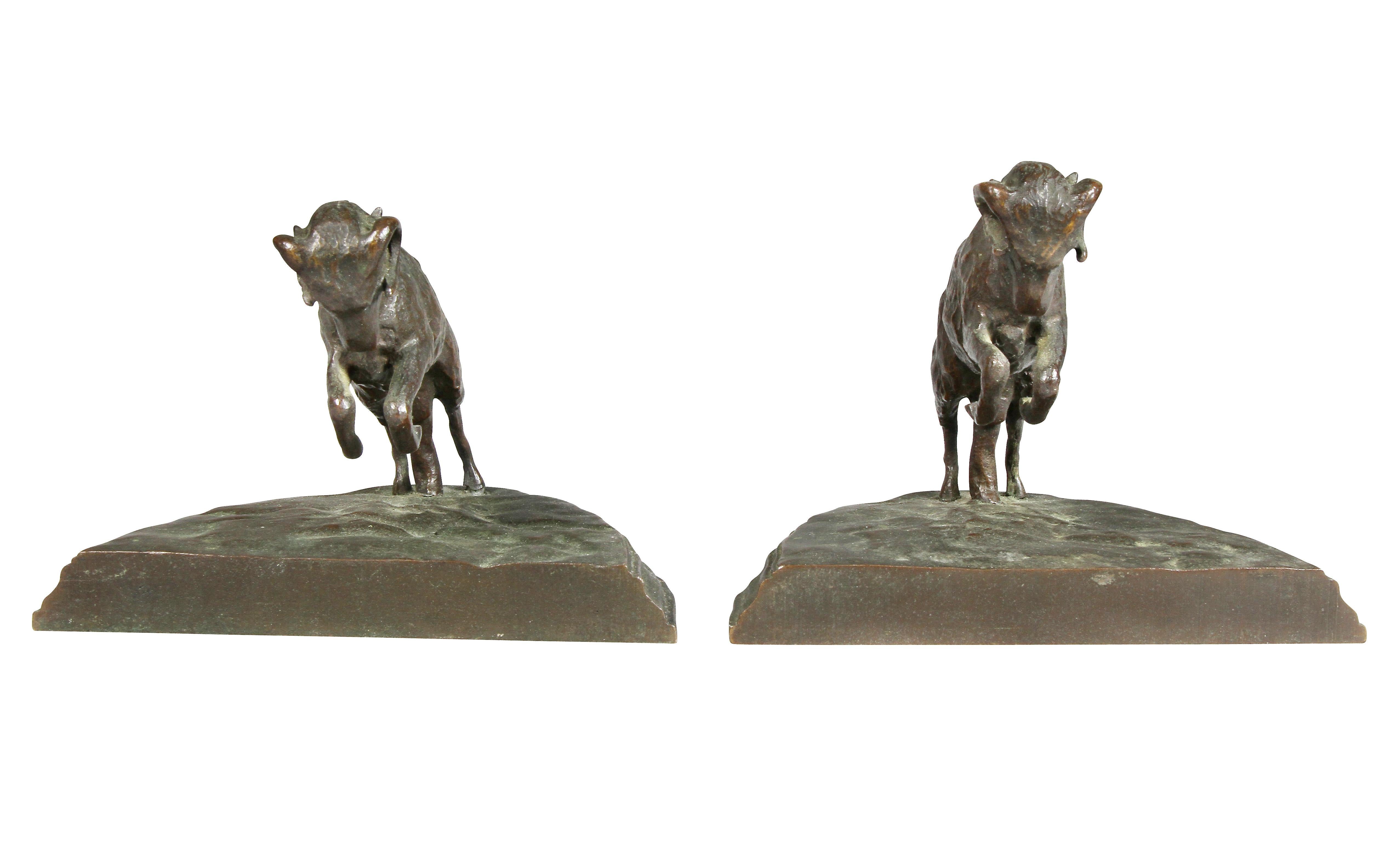 Pair of Bronze Ram Form Bookends 2