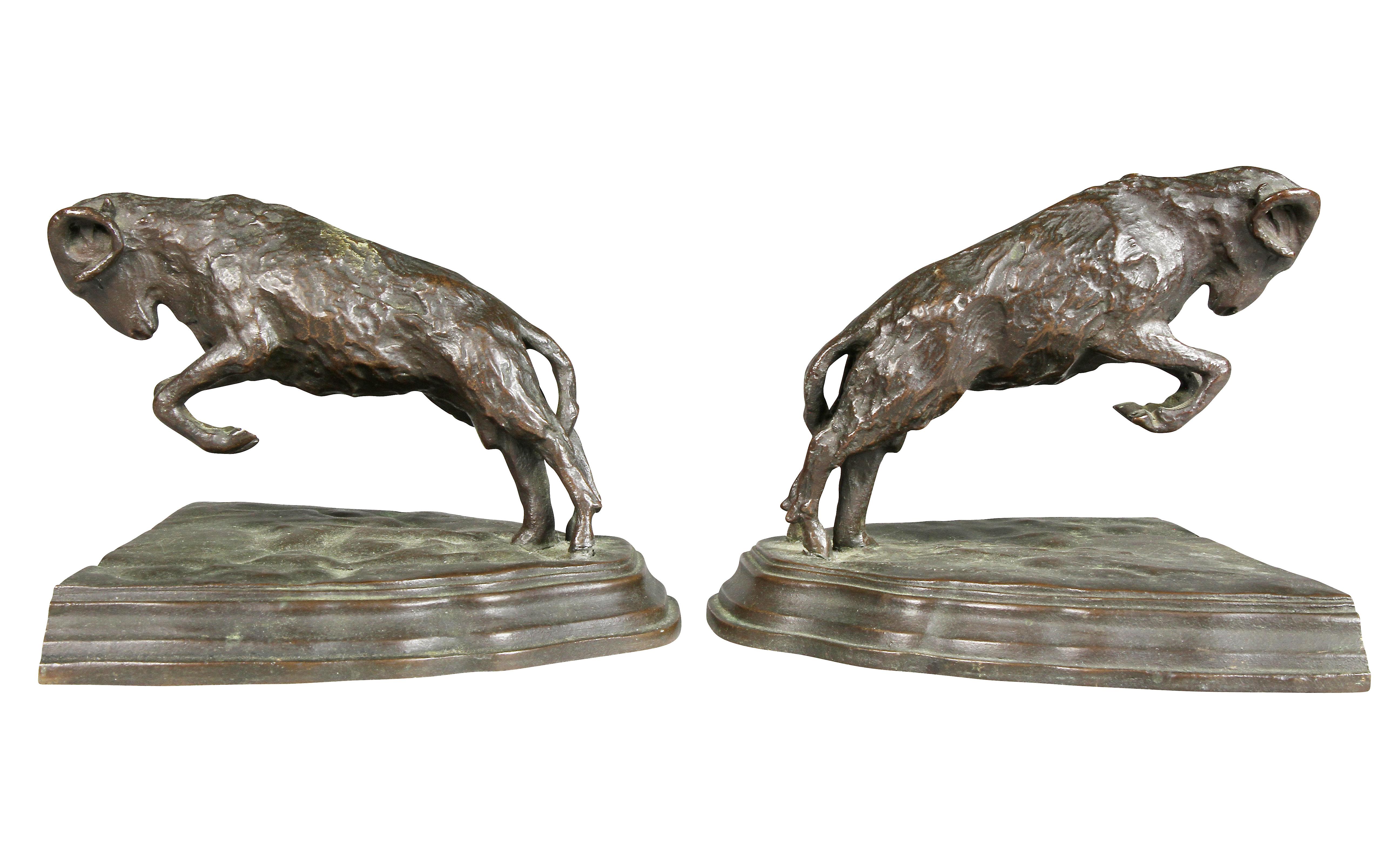 Pair of Bronze Ram Form Bookends 3