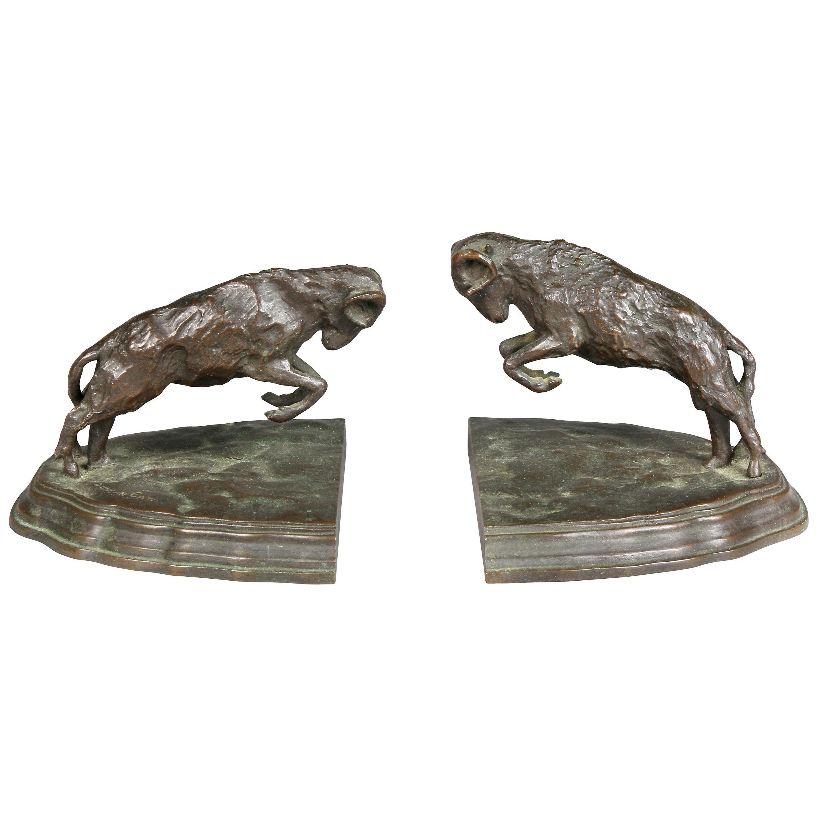 Pair of Bronze Ram Form Bookends