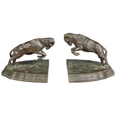 Pair of Bronze Ram Form Bookends