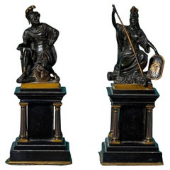 Paire de figures de la Régence en bronze sur socle néoclassique