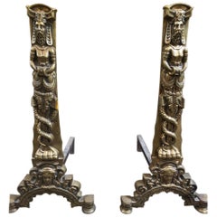 Pair of Bronze Renaissance Style Chenets, circa 1850