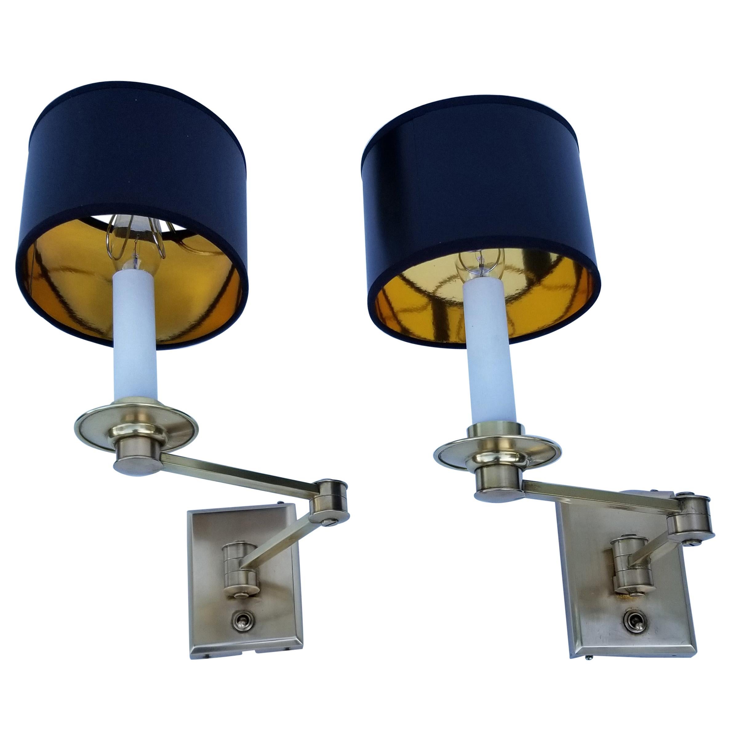 Pair of Bronze Retractable Sconces