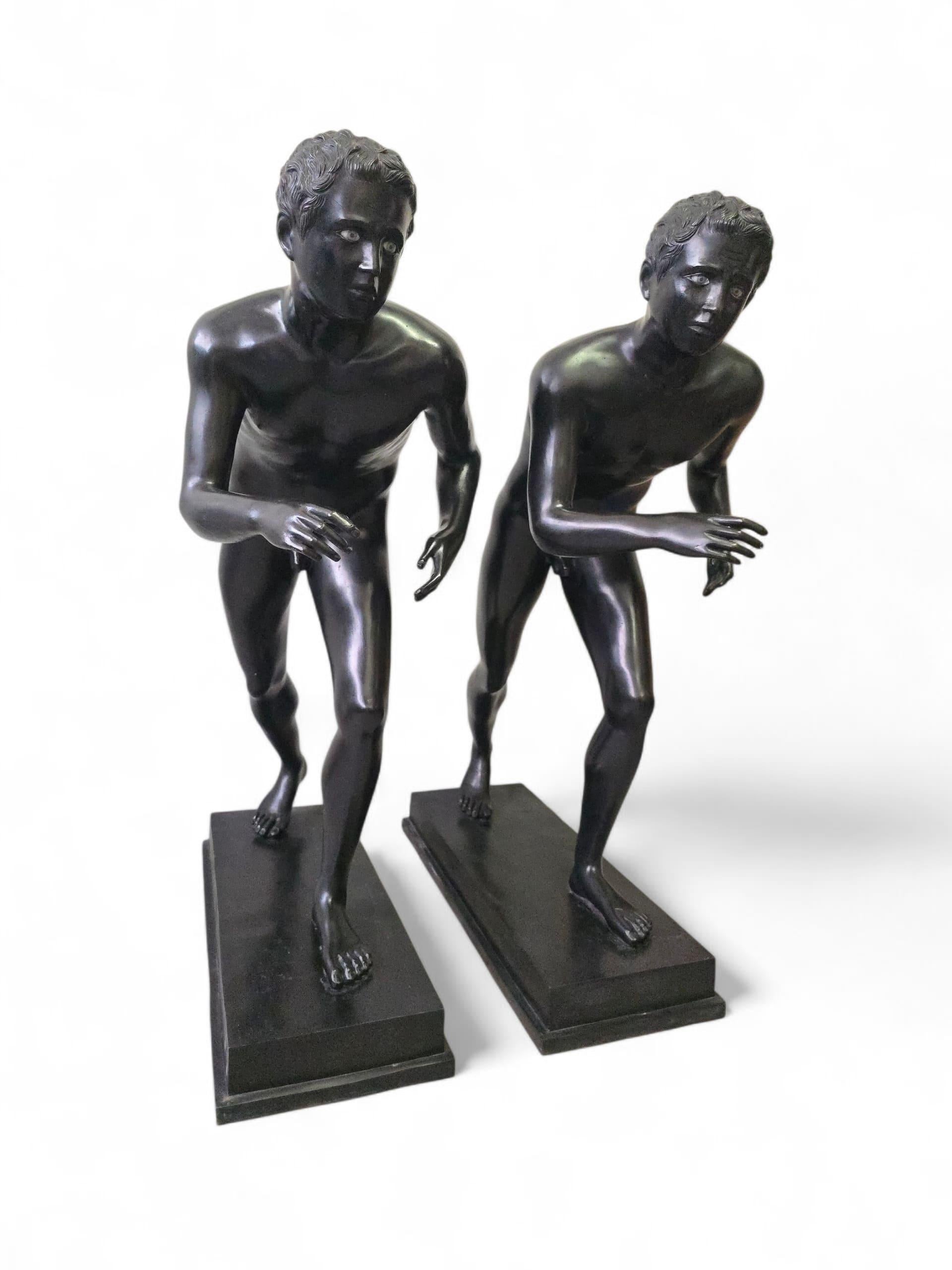 Pair of Bronze Runners from Pompeii, After the 1st Century BC Originals For Sale 6