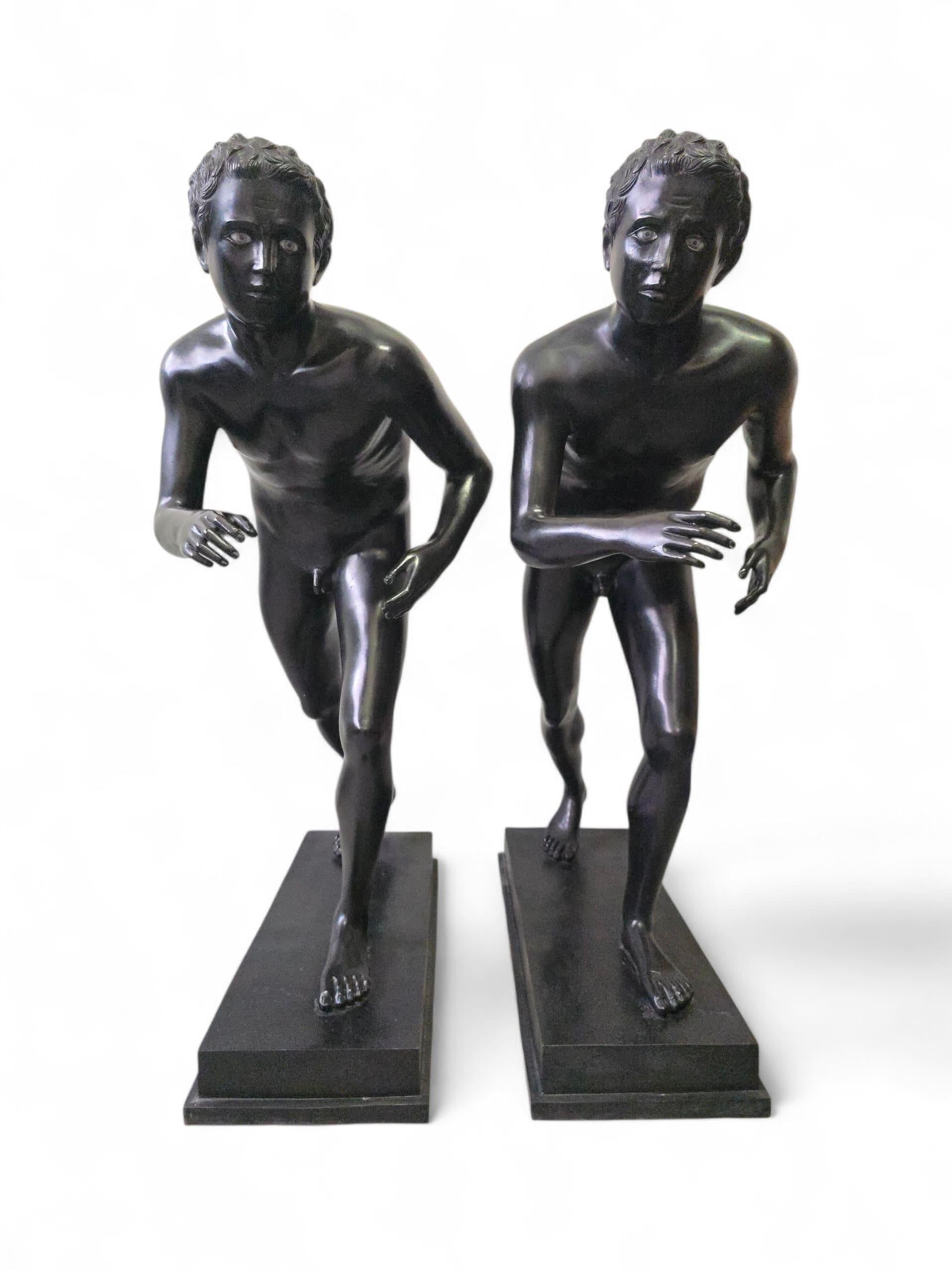 Pair of Bronze Runners from Pompeii, After the 1st Century BC Originals For Sale 4