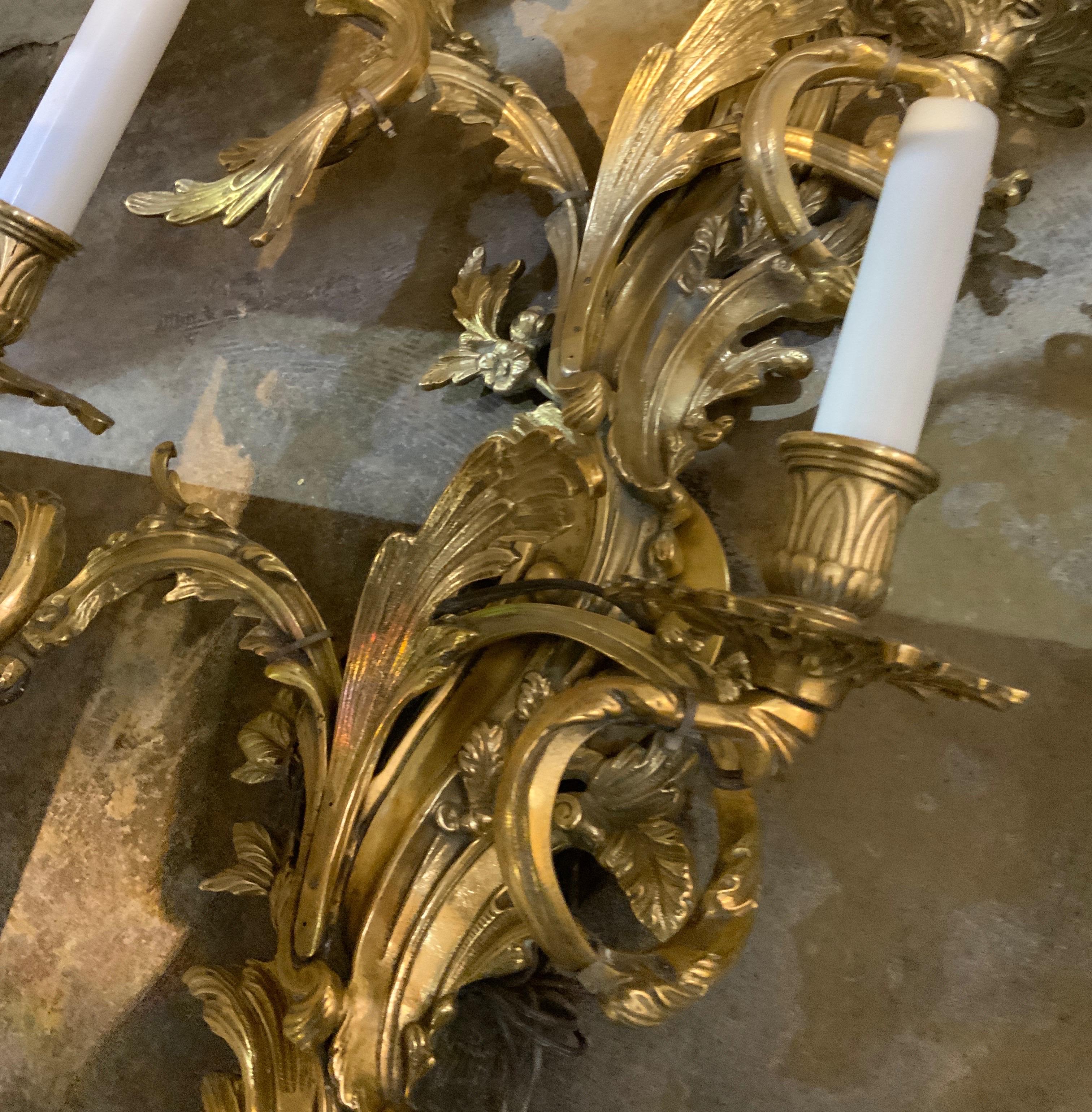 Pair of Bronze Sconces, '1910s' In Good Condition For Sale In Dallas, TX