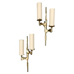 Pair of Bronze Sconces by Arlus, France, 1960s