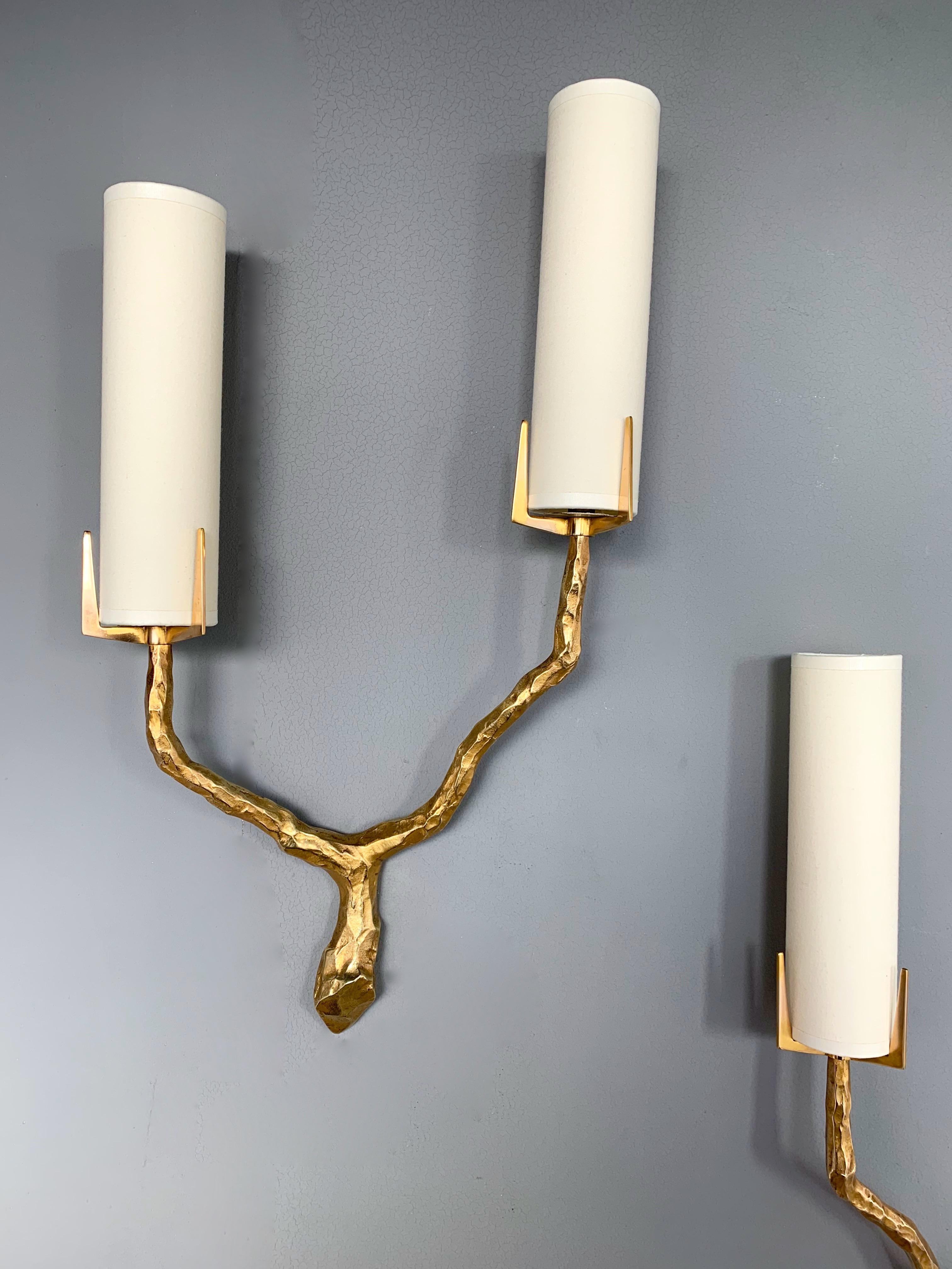 Pair of Bronze Sconces by Maison Arlus, France, 1960s 4