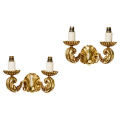 Paire d'Appliques en Bronze Doré - Marcel Asselbur, Circa 1950 :