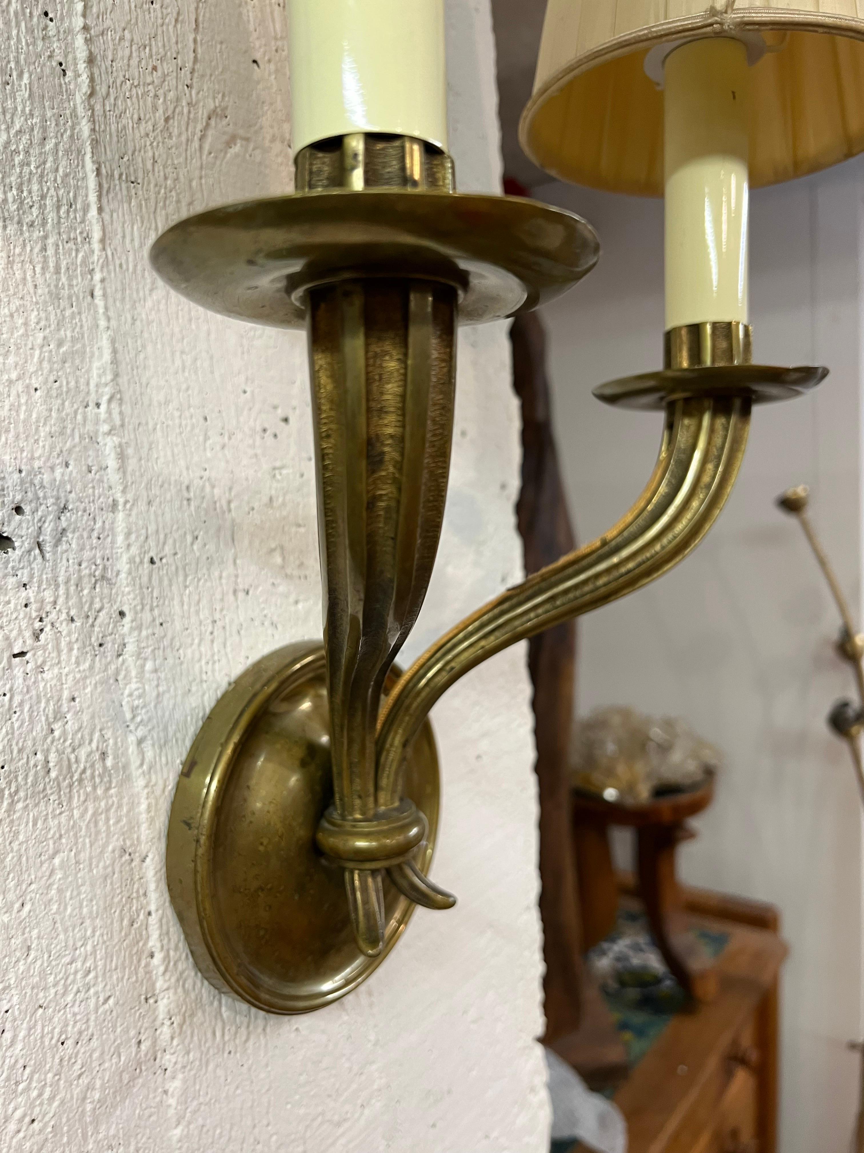 Other Pair of Bronze Sconces, circa 1940 For Sale