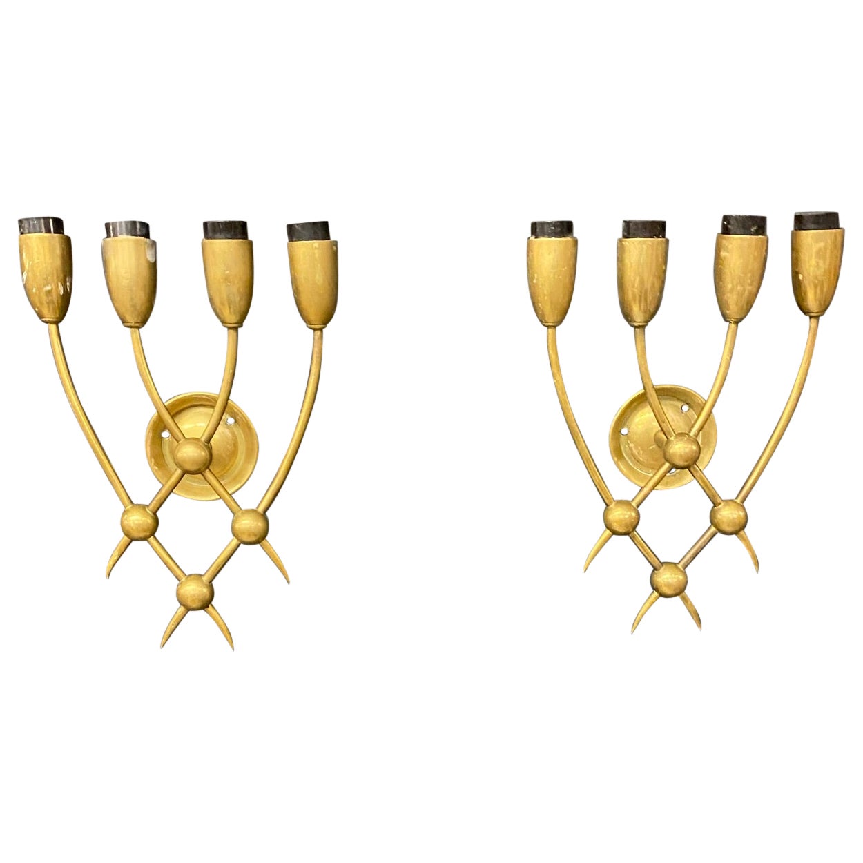 Coppia di lampade in bronzo, 1960/1970 circa