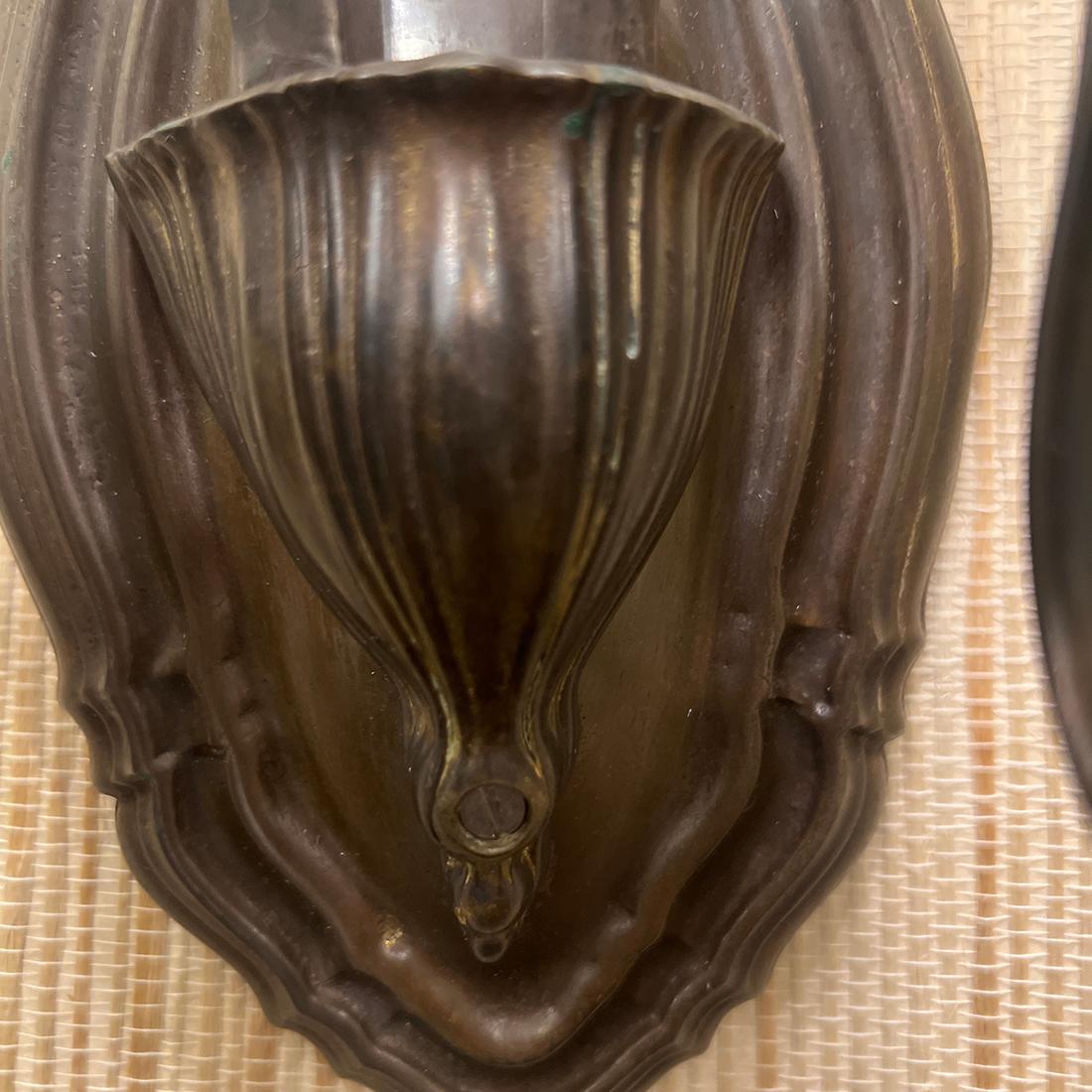 Early 20th Century Pair of Bronze Sconces For Sale