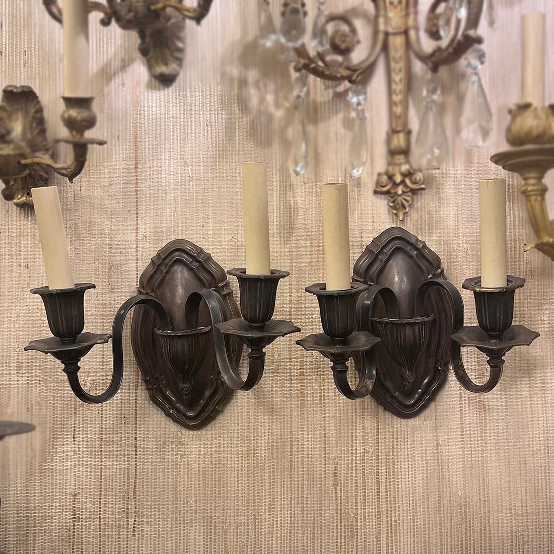 Pair of Bronze Sconces For Sale 1