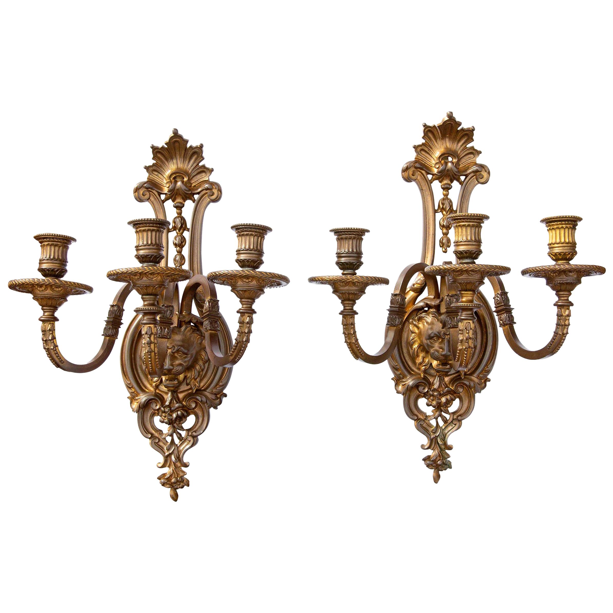 Pair of Bronze Sconces