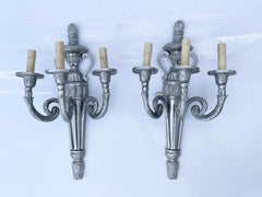 Pareja de Apliques de Bronce en Acabado Níquel