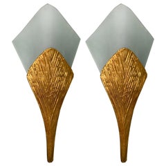 Pair of Bronze Sconces Nefertiti by Maison Charles, France, 1970s