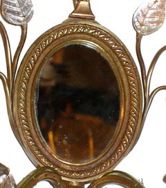 Pair of Bronze Sconces with Mirror Inset