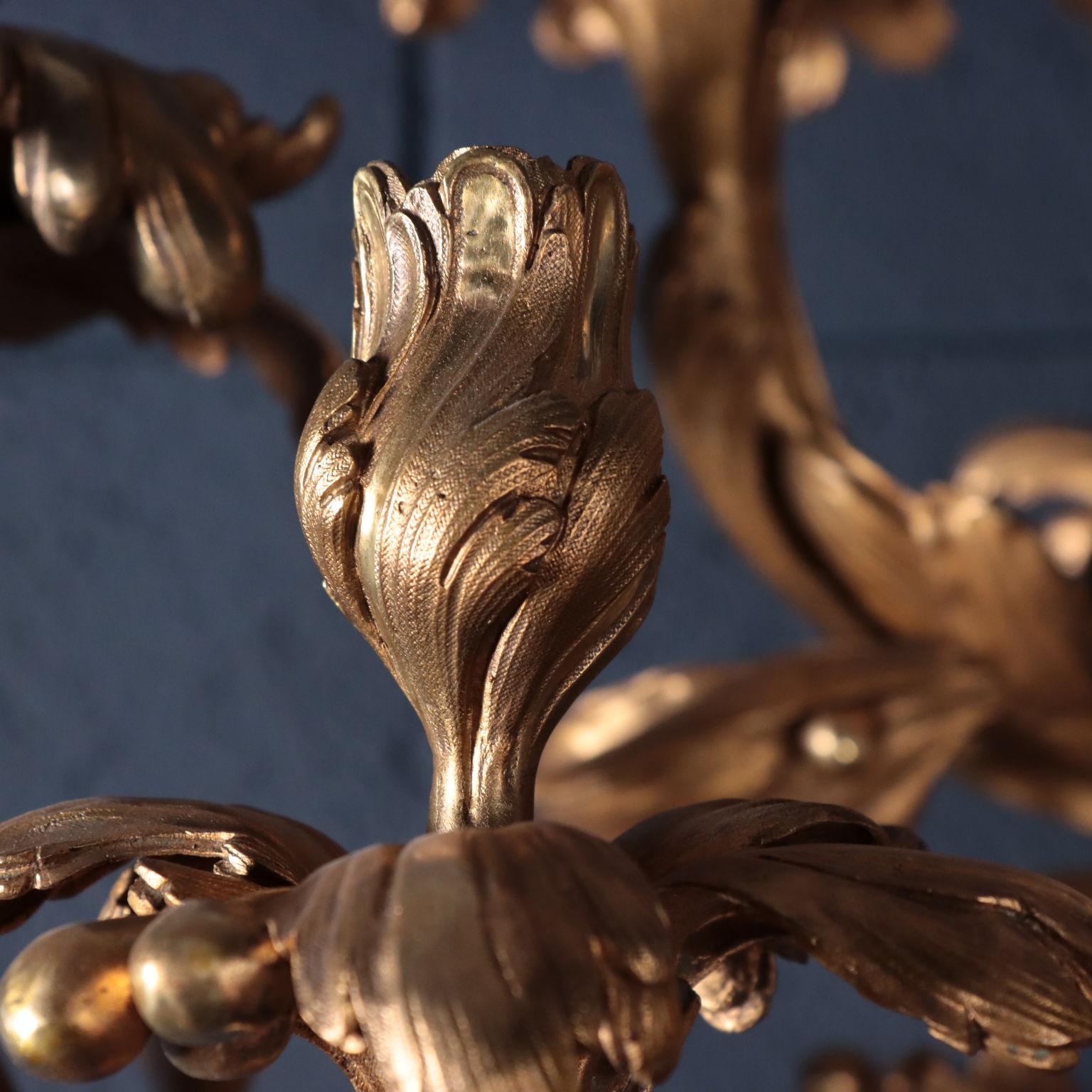 Pair of Bronze Sconces with Seven Branches 5