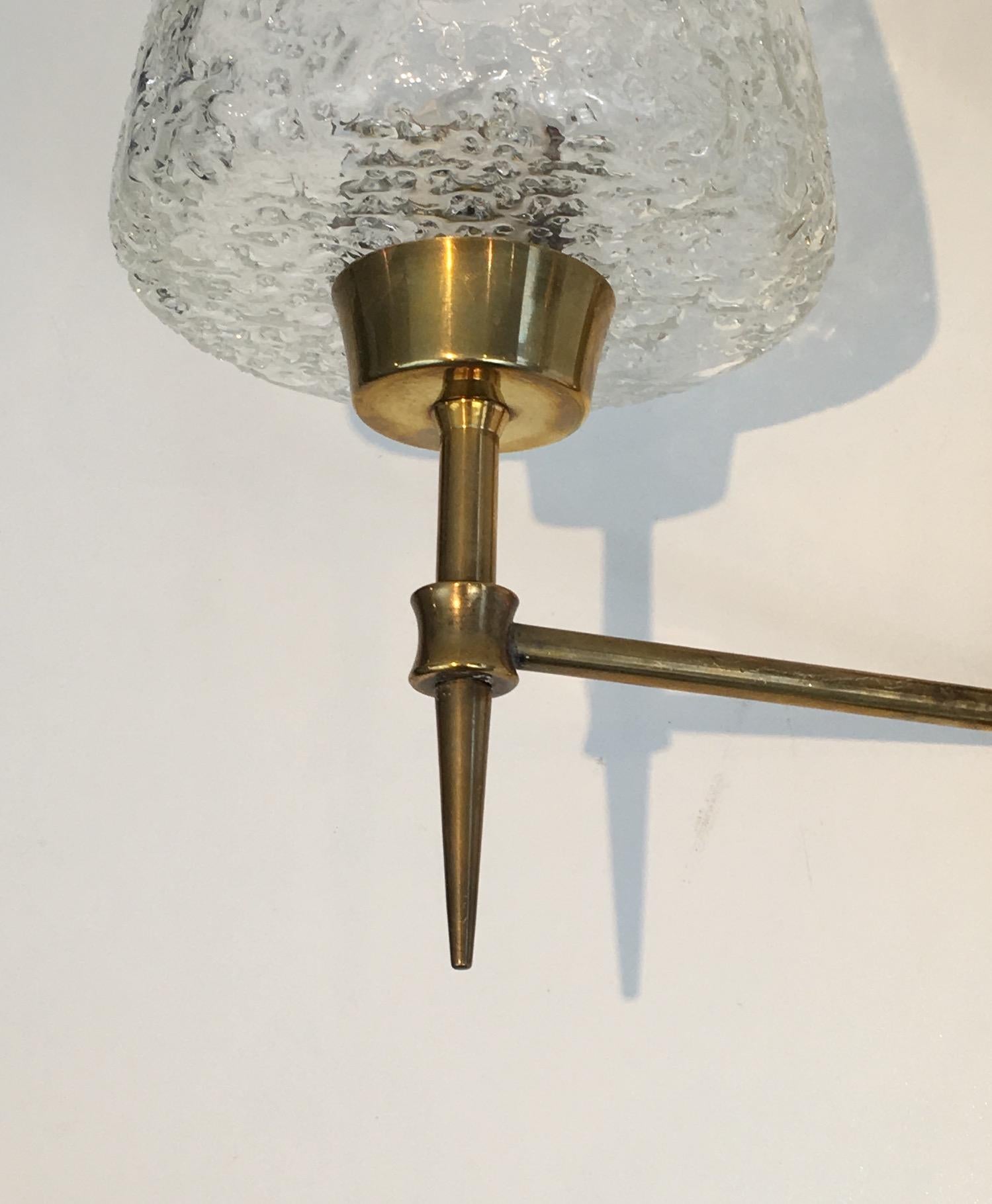 Pair of Fine Bronze Sconces with Worked Glass Reflectors, Italian, circa 1960 For Sale 2