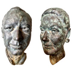 Pareja de Apliques Escultóricos de Bronce, Lámparas de Mesa