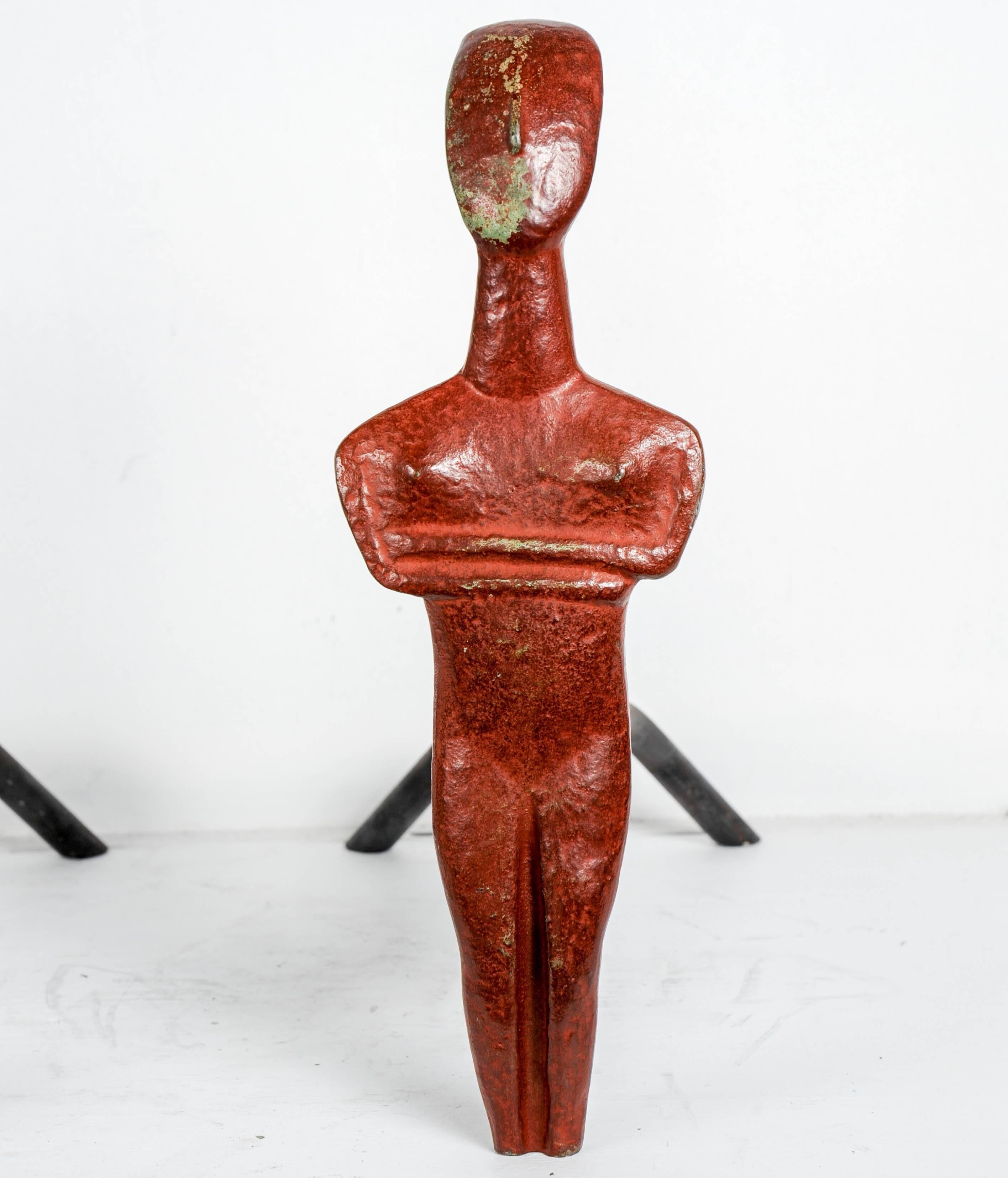 Belgian Pair of Bronze Sculpture Andirons by Peter Martens For Sale