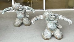 Pair of Bronze Sculpture Cherub Coffee Side Table