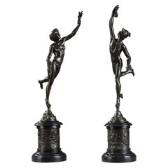 Paire de sculptures en bronze d'après Jean De Bologne Fortune et Mercure