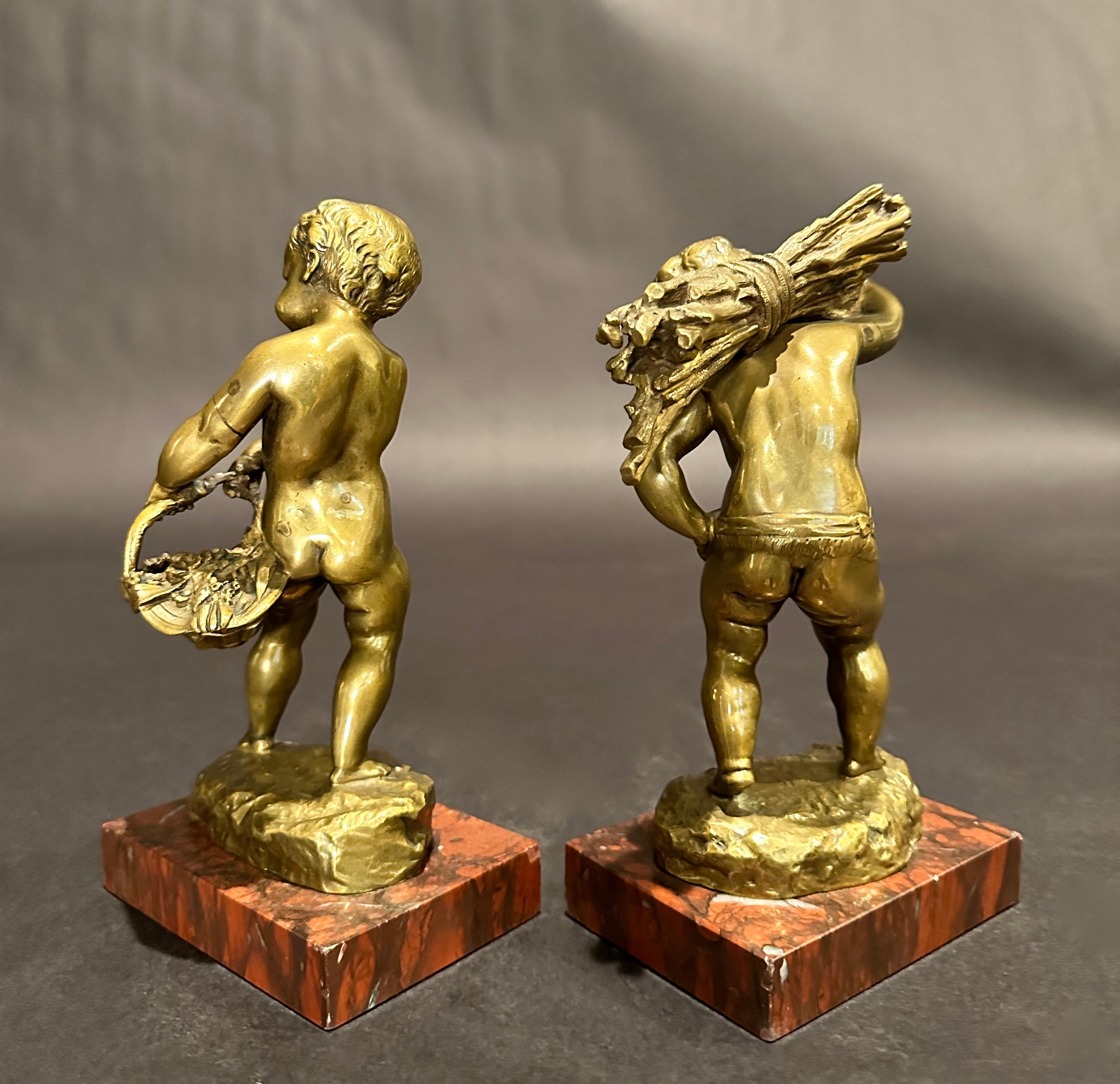 Français Paire de sculptures/ serre-livres en bronze d'Emile Laporte en vente