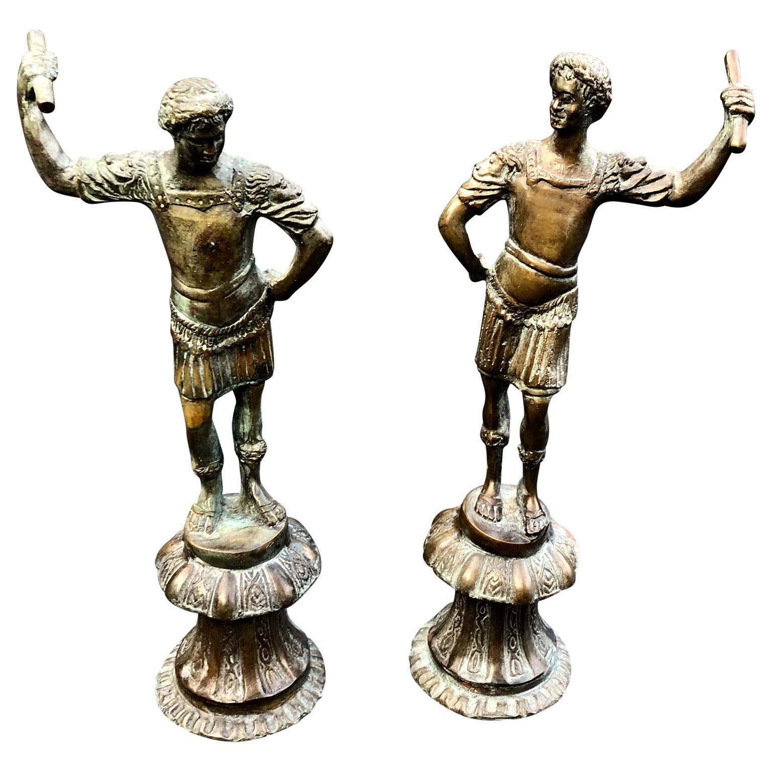 Italian Pair of Bronze Sculptures Of Caesar For Sale