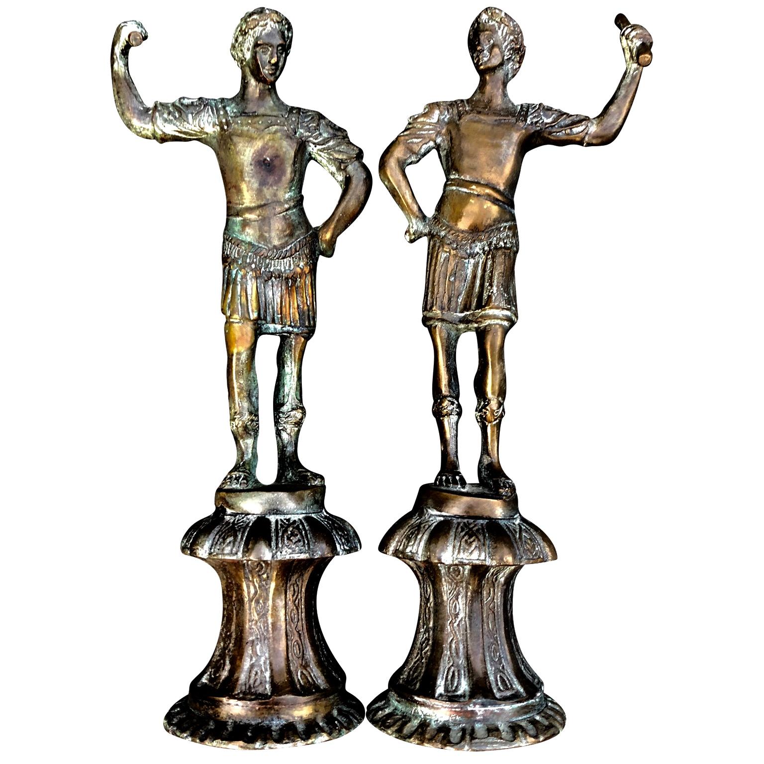 Italian Pair of Bronze Sculptures Of Caesar For Sale