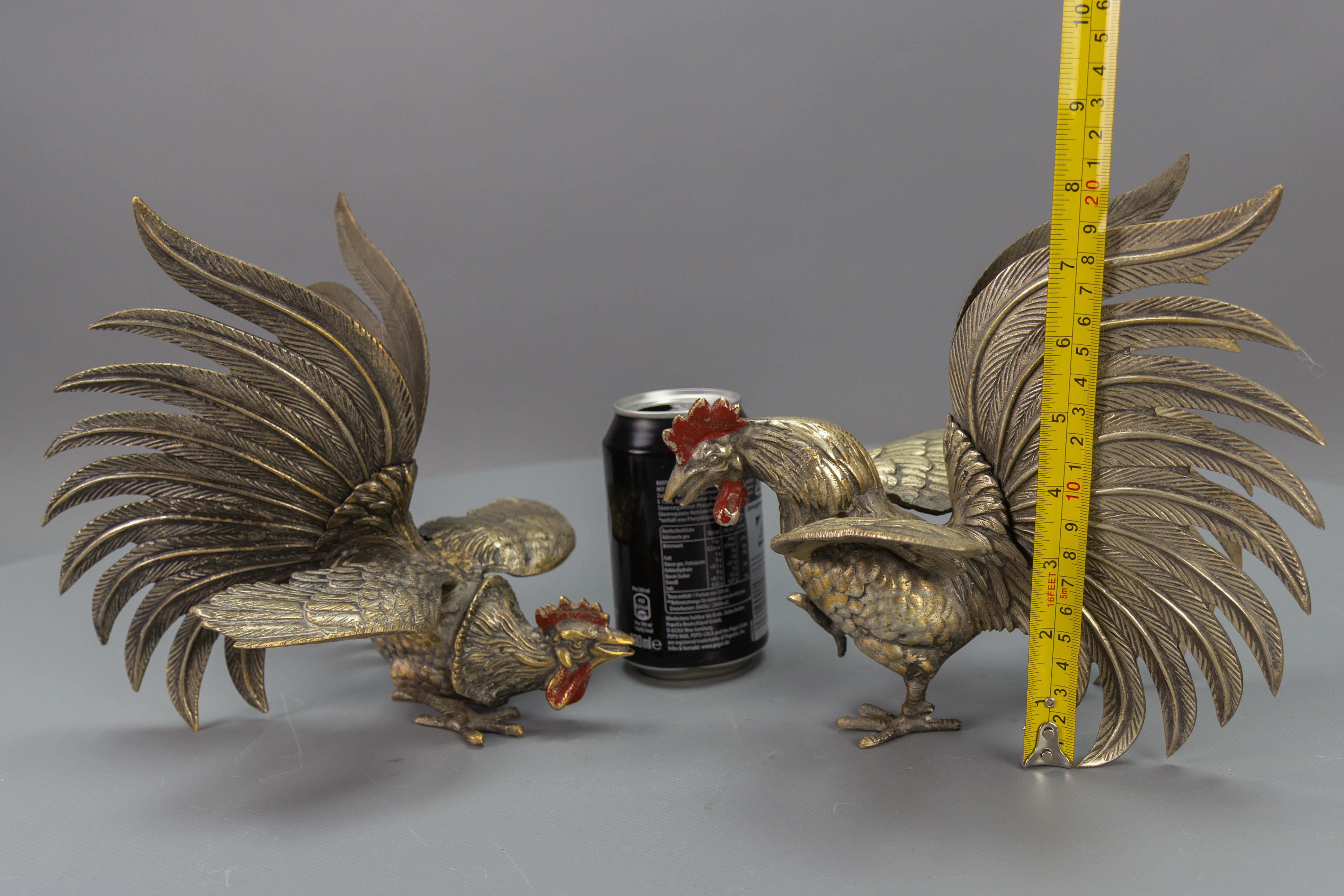 Pair of Bronze Sculptures of Fighting Roosters, Japan, 1950s For Sale 5