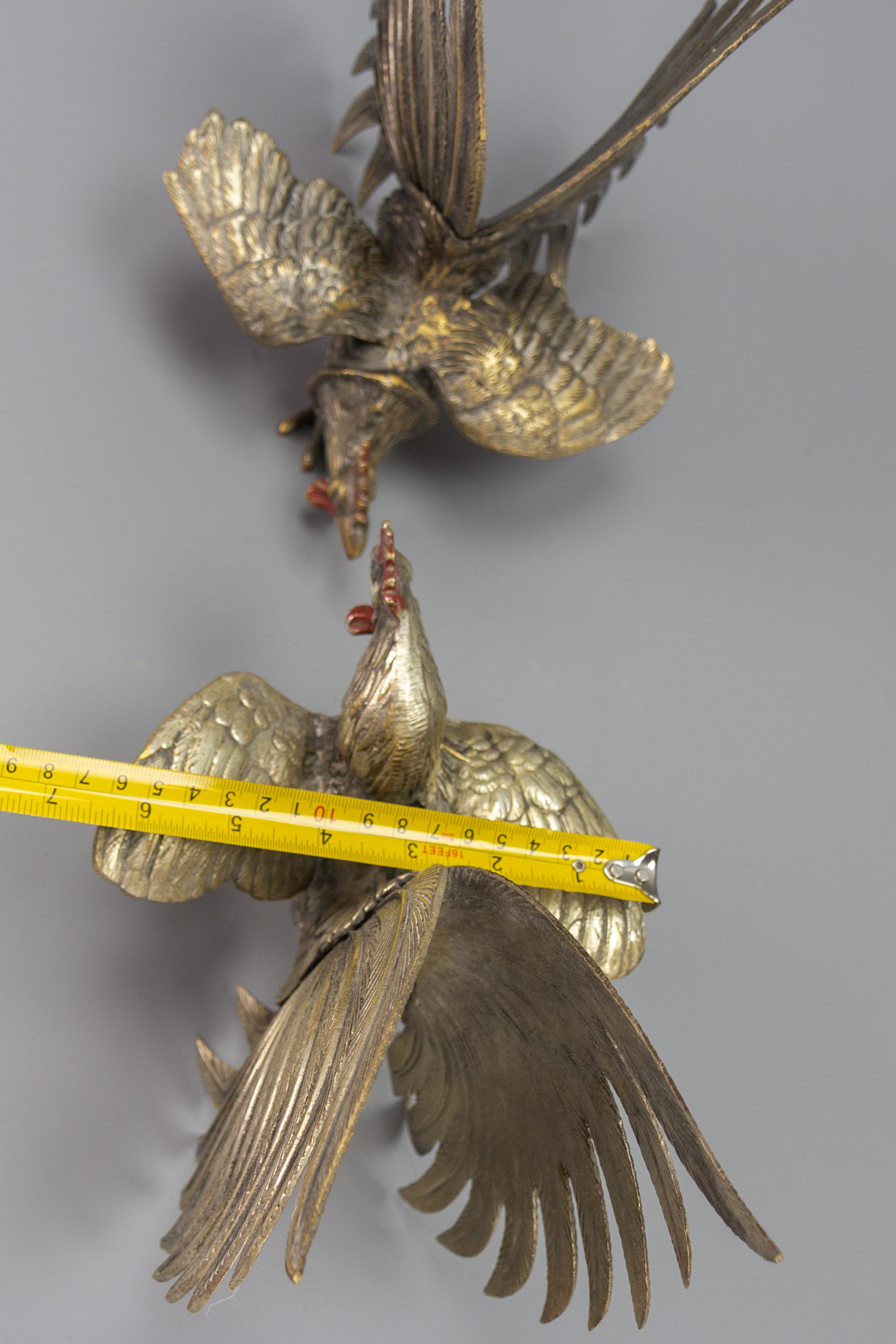Pair of Bronze Sculptures of Fighting Roosters, Japan, 1950s For Sale 8