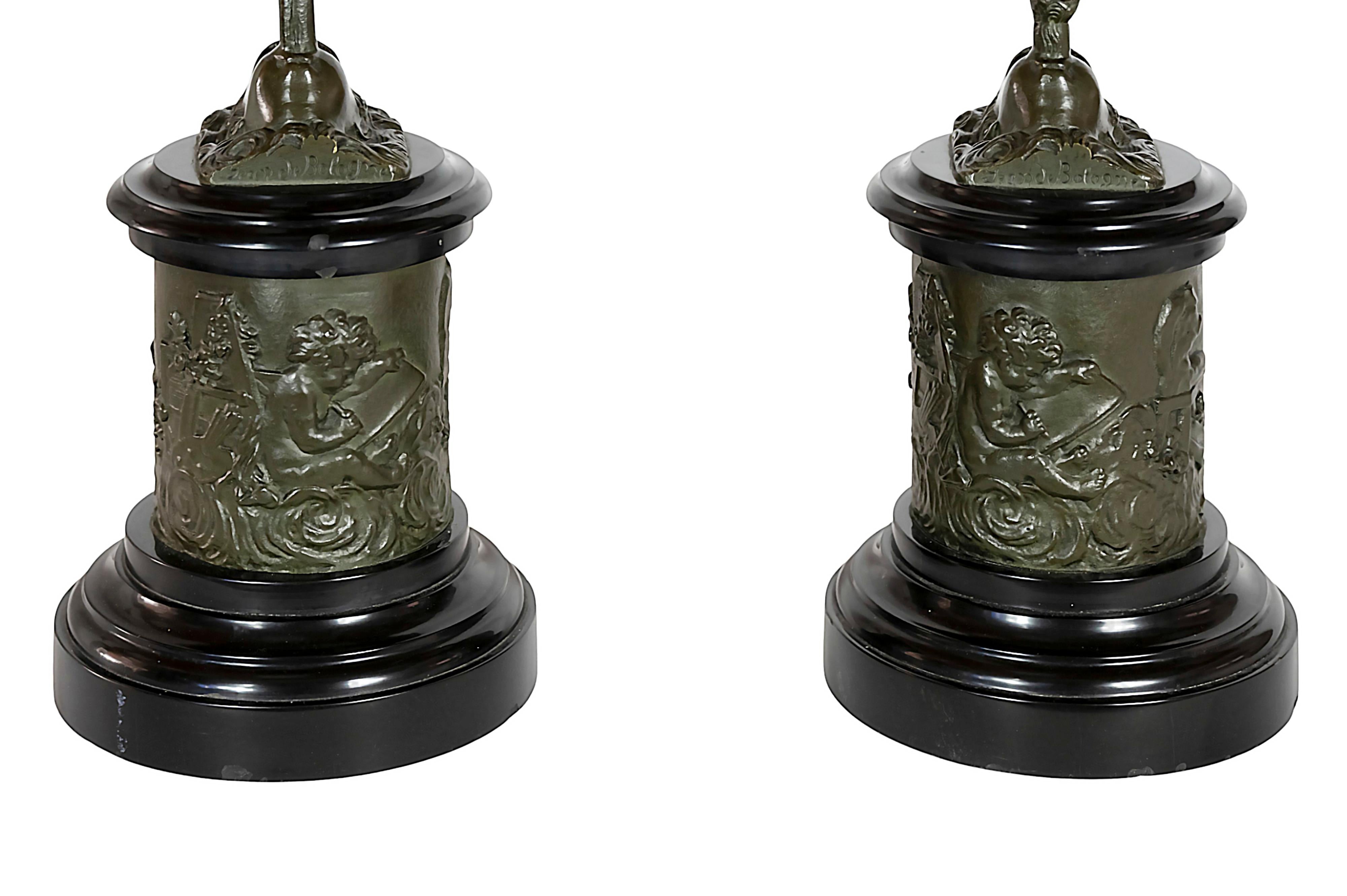 Pair of Bronze Sculptures of Mercury and Fortuna After Jean de Boulogne For Sale 4