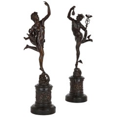 Pair of Bronze Sculptures of Mercury and Fortuna