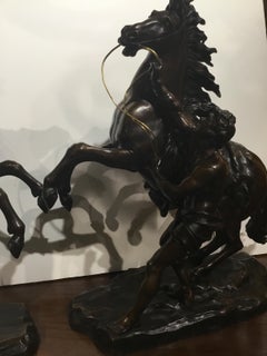 Sculptures en bronze des chevaux Marley d'après Guillaume Cousteau vers 1739, Paire