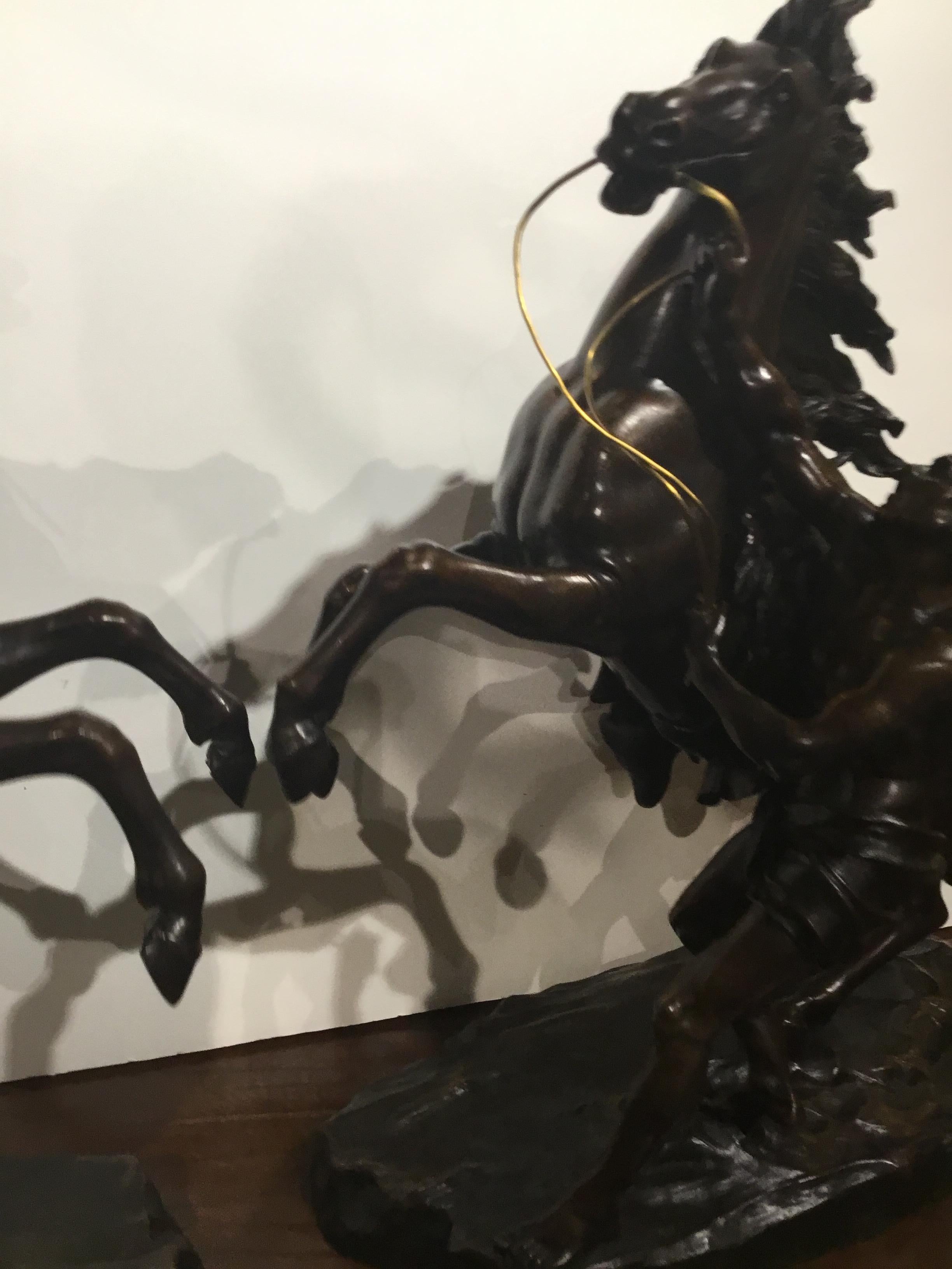 Louis XV Bronze Sculptures of the Marley Horses after Guillaume Cousteau circa 1739, Pair
