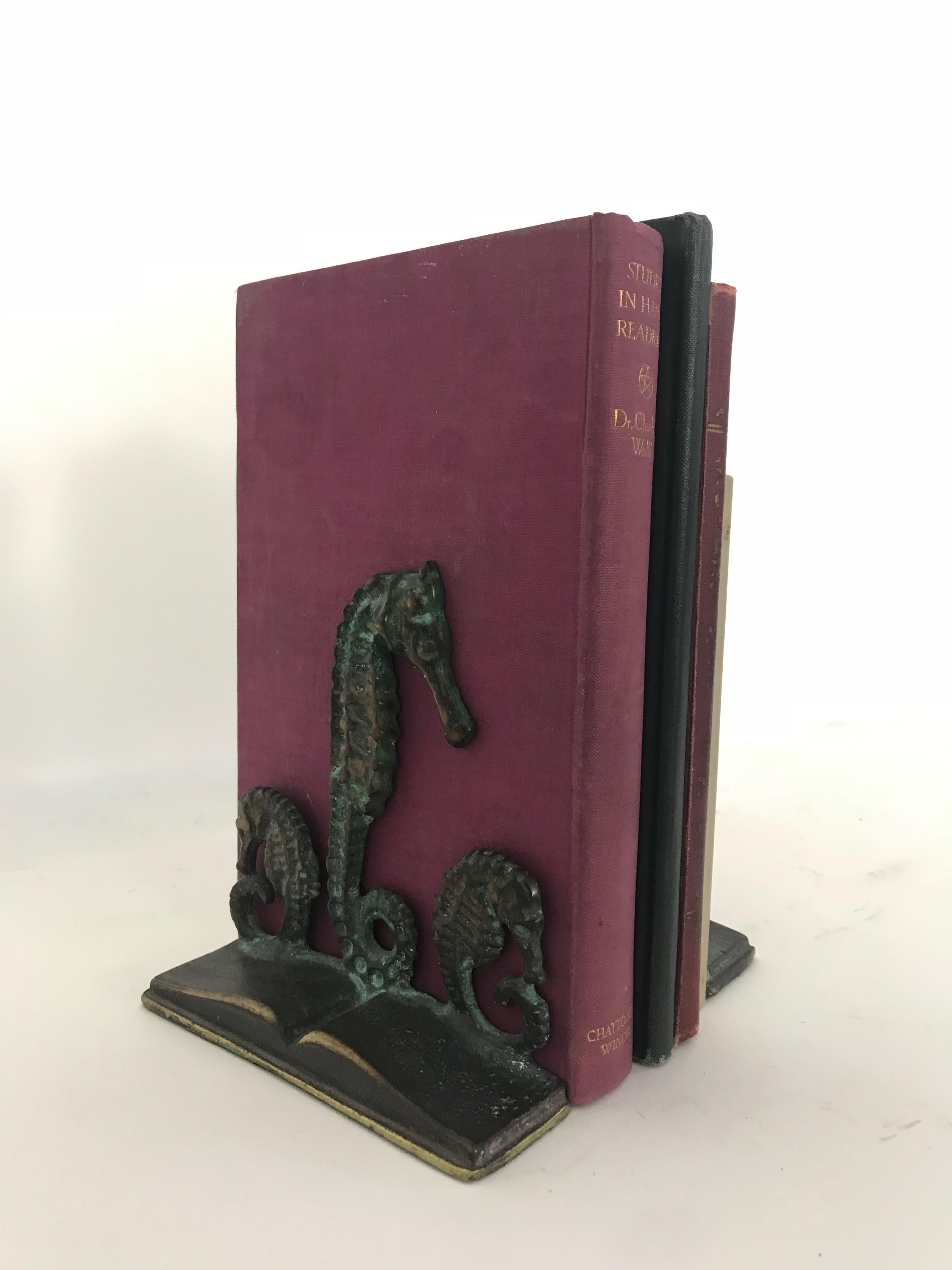 Pair of Bronze Seahorse Bookends by Virginia Metalcrafters 6