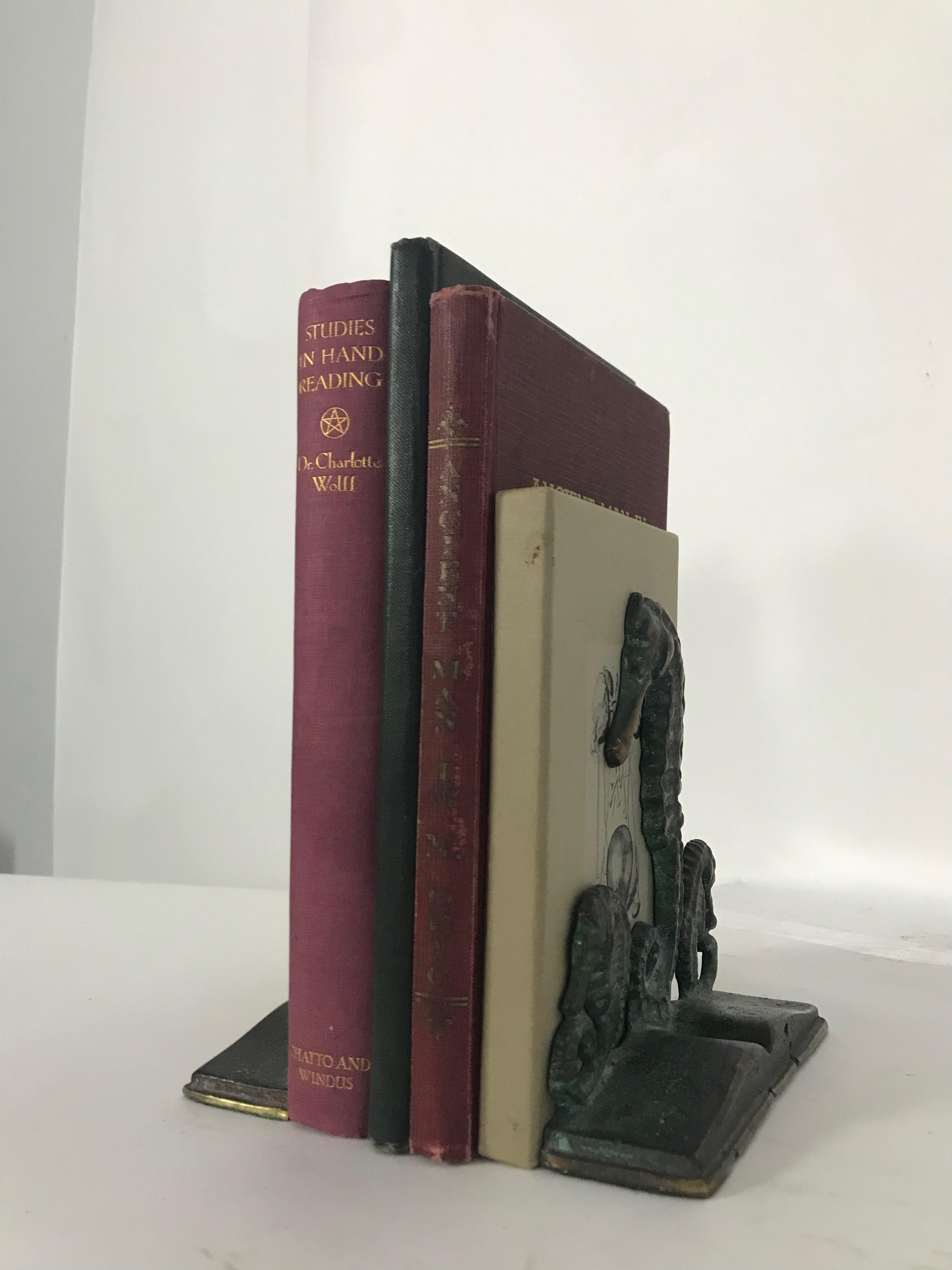 Pair of Bronze Seahorse Bookends by Virginia Metalcrafters 7