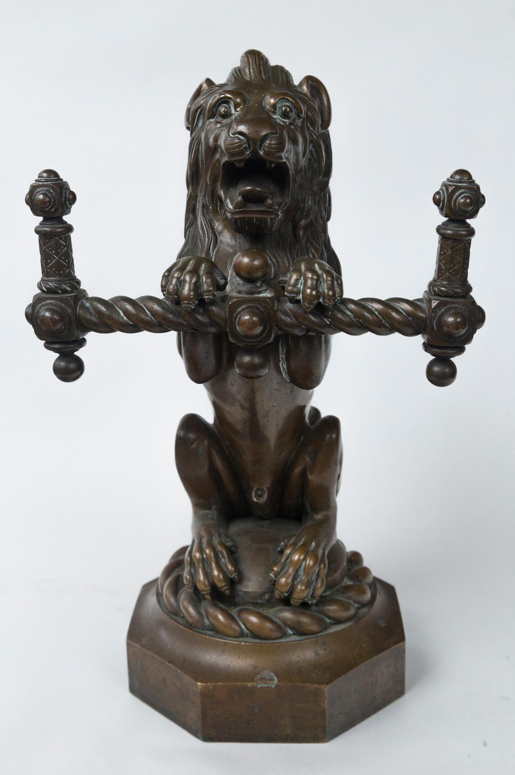 Pair of Bronze Seated Lions For Sale 2